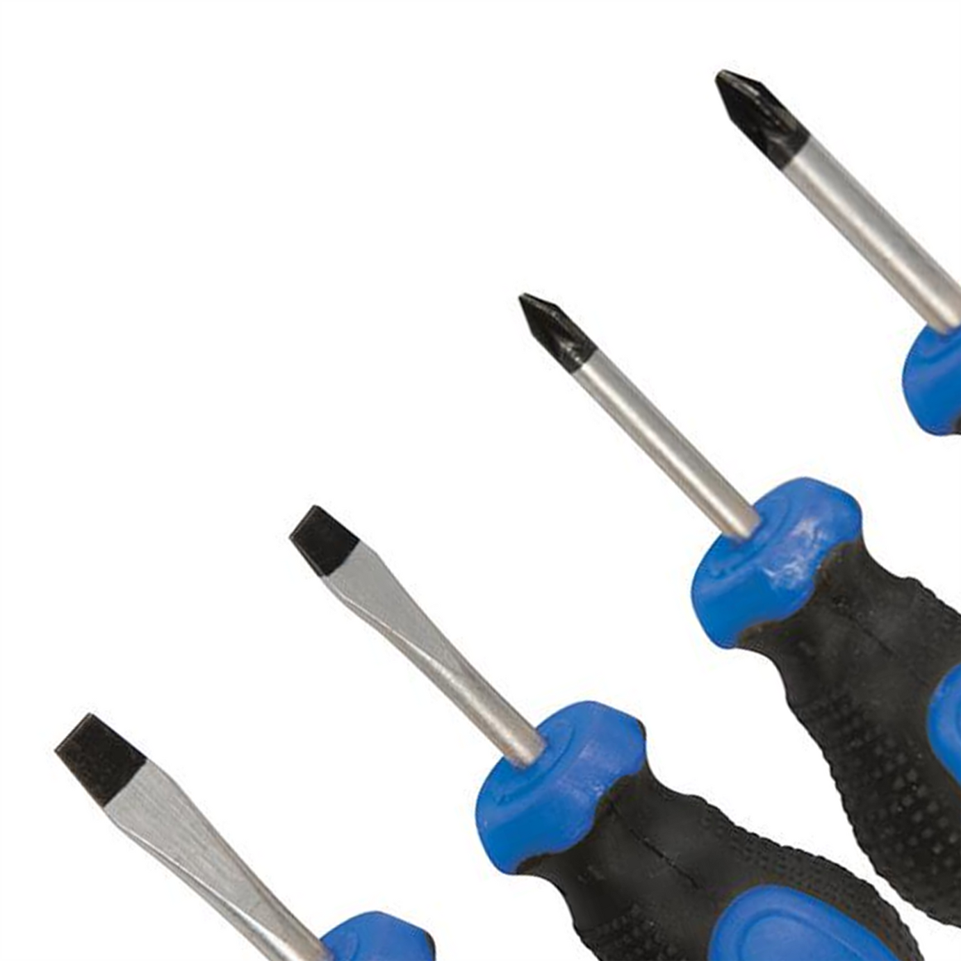 4Pce Stubby Screwdriver Set Chrome Vanadium Steel With Soft-Grip Handles