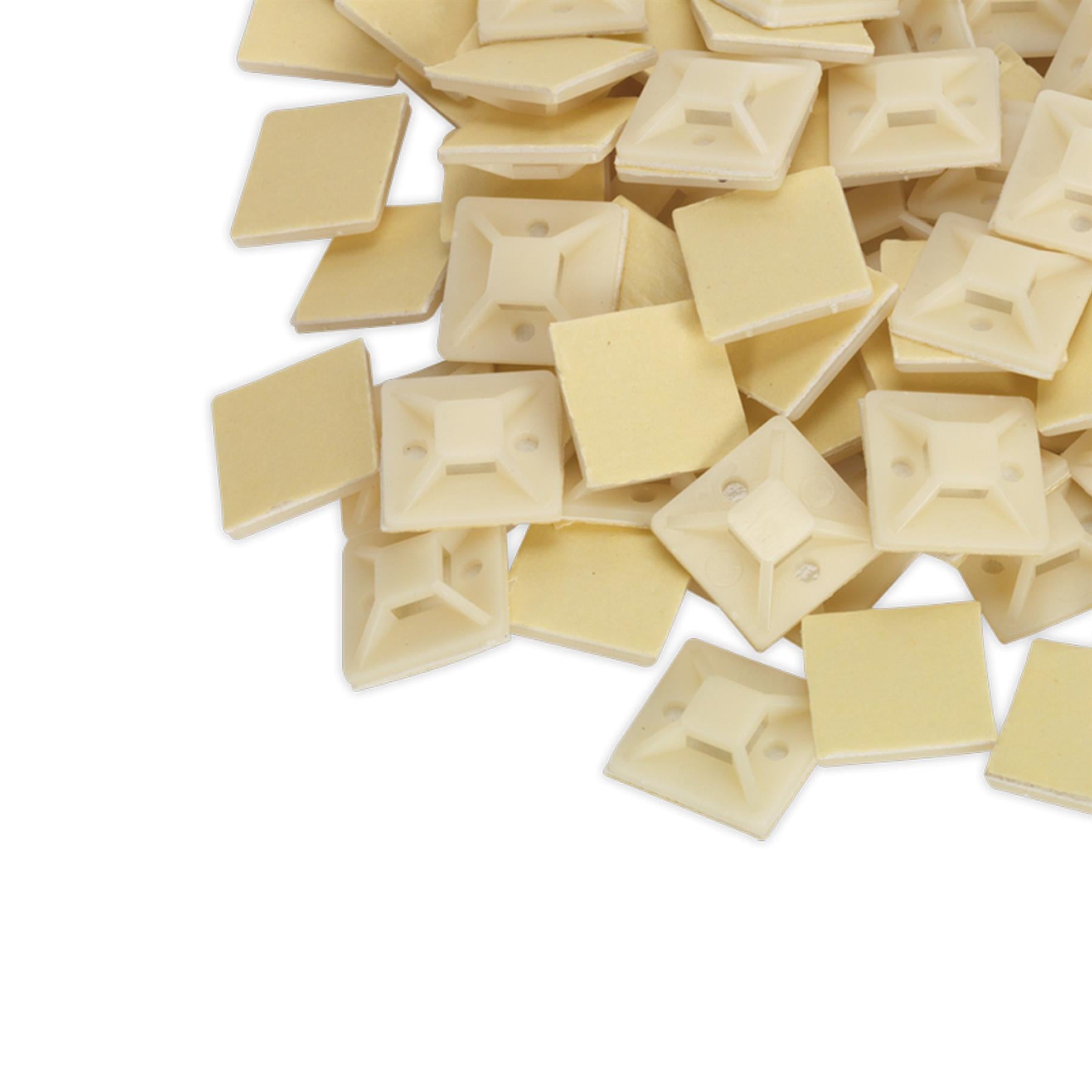 Sealey Self-Adhesive Cable Tie Mount 25 x 25mm White Pack of 100