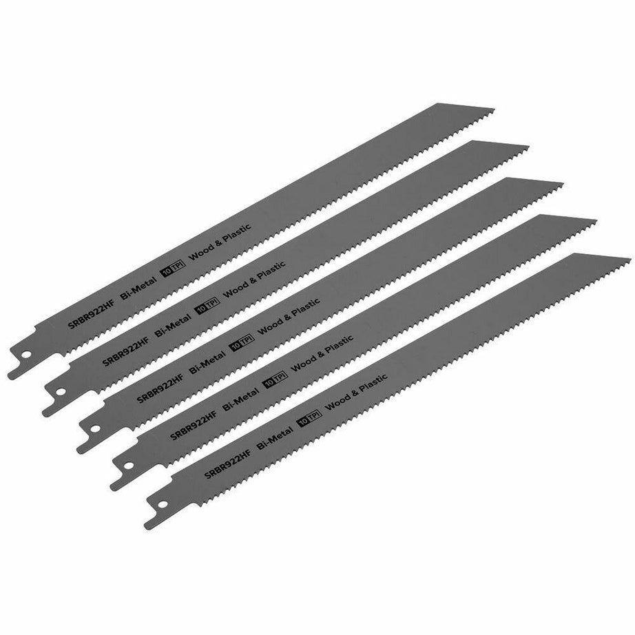 Sealey Reciprocating Saw Blade Wood&Plastics 230mm 10tpi -Pack of 5