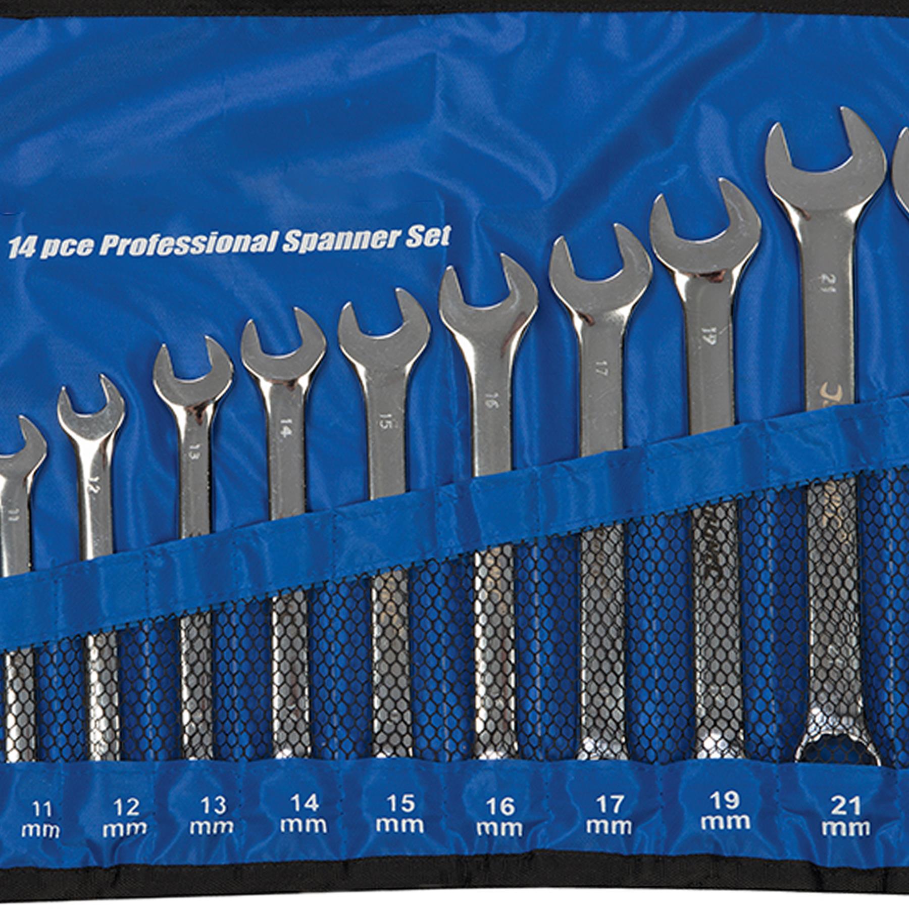14 Pce  Pro Cr-V Metric Combination Spanner Set 8-24mm (Sp50)