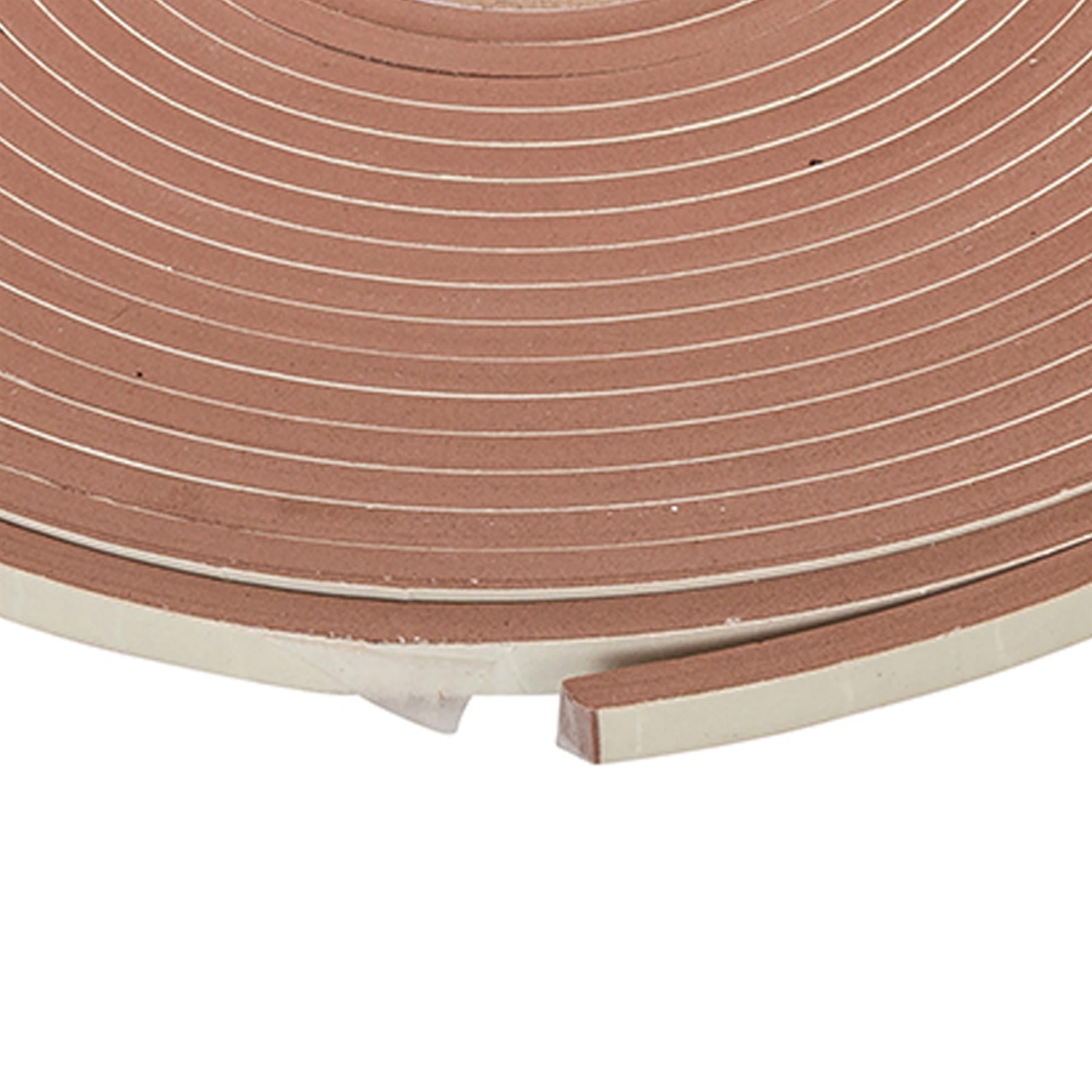 EVA Foam 10.5m Brown Draught Excluder - Self Adhesive Weather Strip - Window and Door Seal