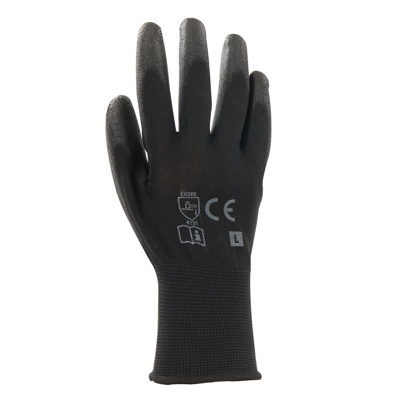 PU Palm Coated Work Wear Gardening Black Safety Gloves L 10