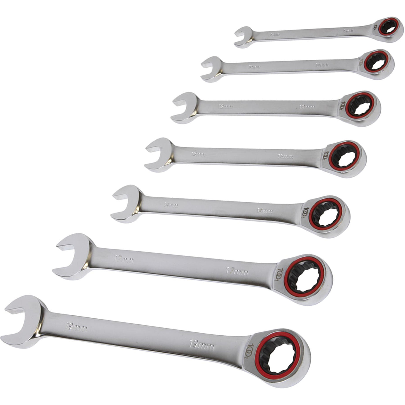 Sealey Ratchet Combination Spanner Set 7pc Metric Platinum Series