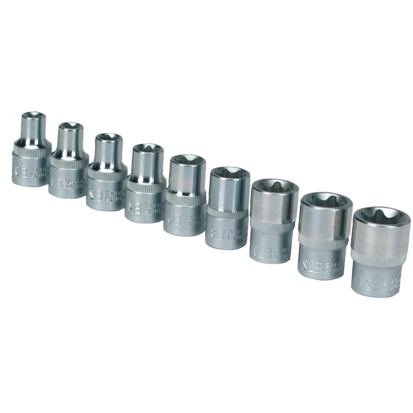 Sealey TRX-Star* Female Socket Set 9pc 1/2"Sq Drive E10-E24