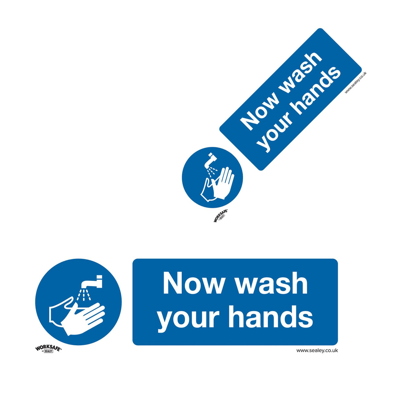 Sealey Safety Sign - Now Wash Your Hands - Self-Adhesive - Pk of 10