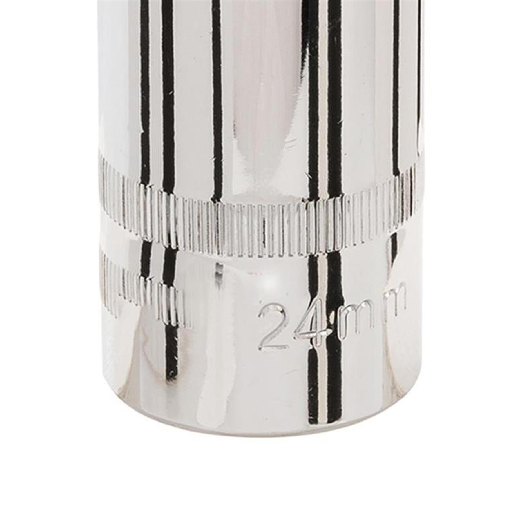 Quality Socket 1/2" Shallow Deep Drive Metric 24mm Long Hex Wrench