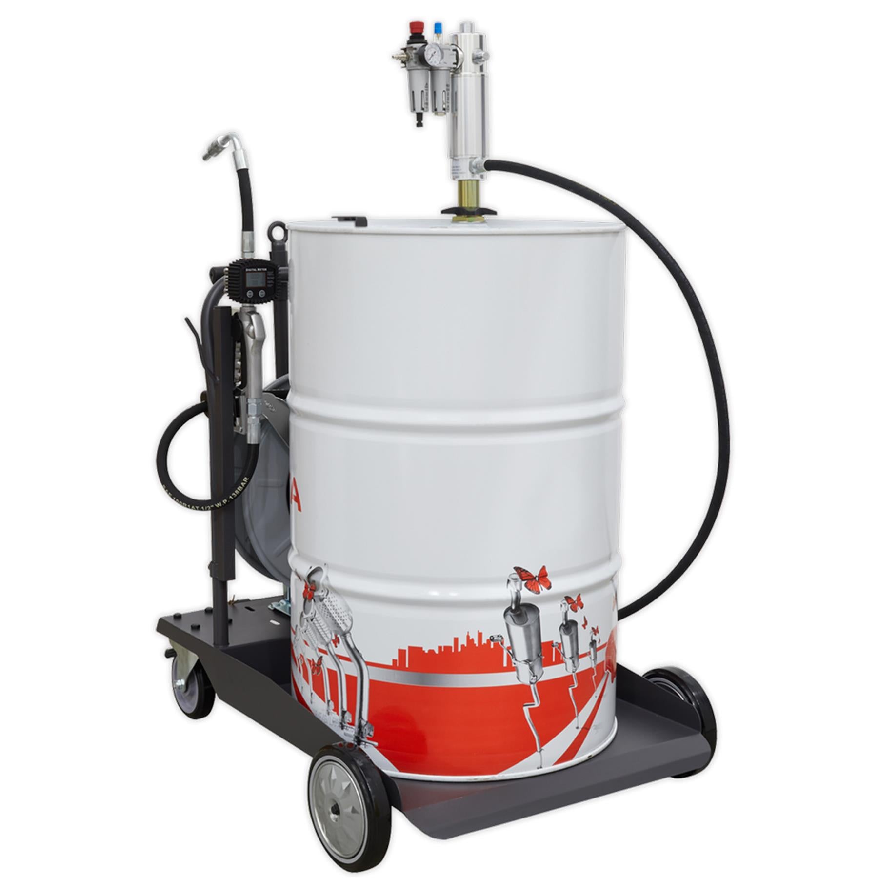 Sealey Oil Dispensing System Air Op with 10m Retractable Hose Reel