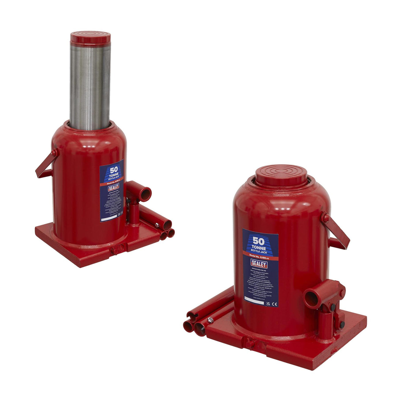 Sealey Bottle Jack 50tonne Supplied with 2-piece handle