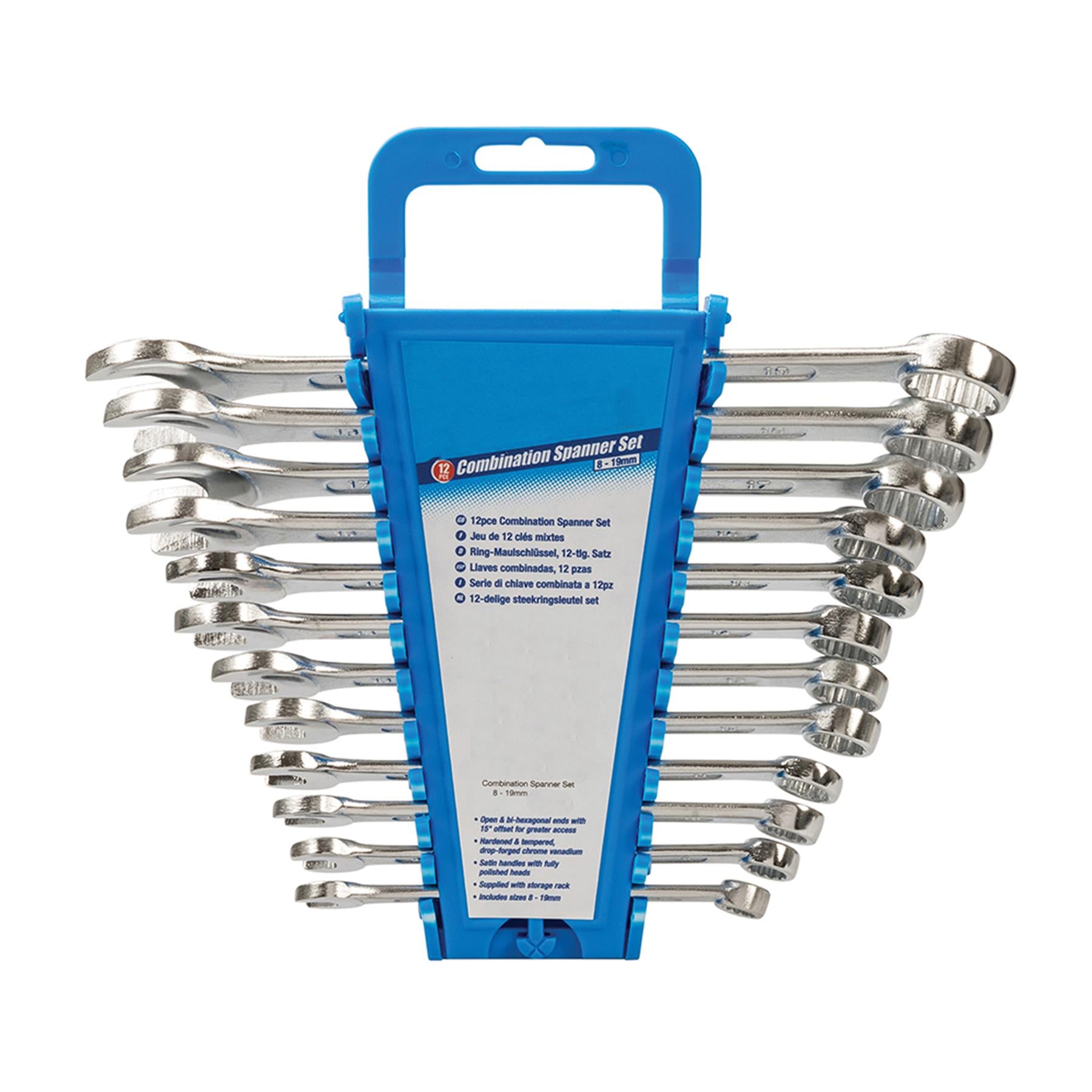 Professional 12Pc Metric Combination Spanner Set & Storage Rack