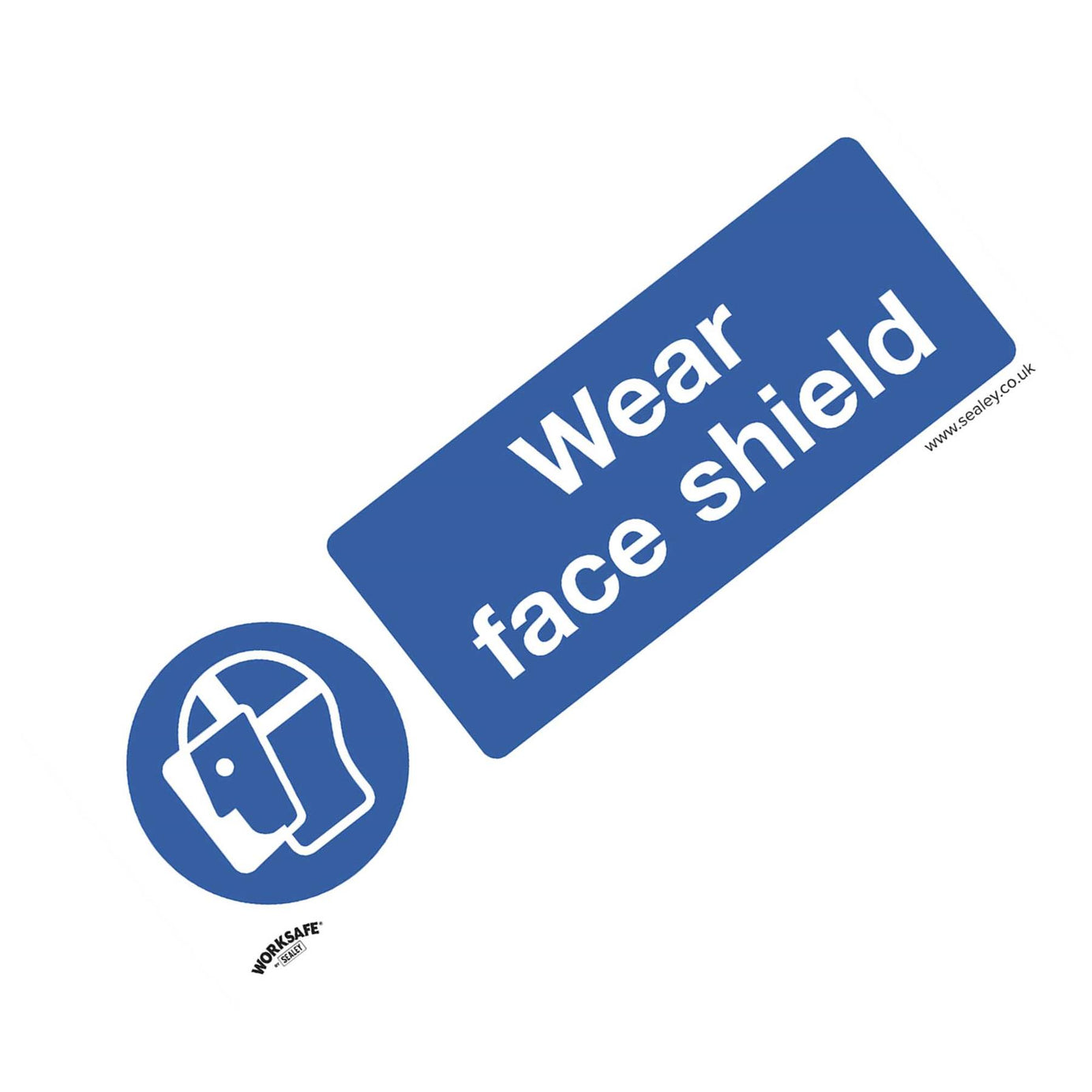 Sealey Mandatory Safety Sign - Wear Face Shield - Self-Adhesive Vinyl - Pack of 10