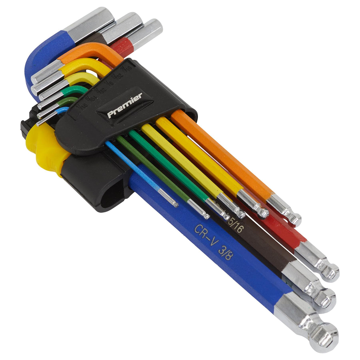 Sealey Premier 9pc Colour Coded Extra Long Ball End Hex Allen Key Set 1.5-10mm
