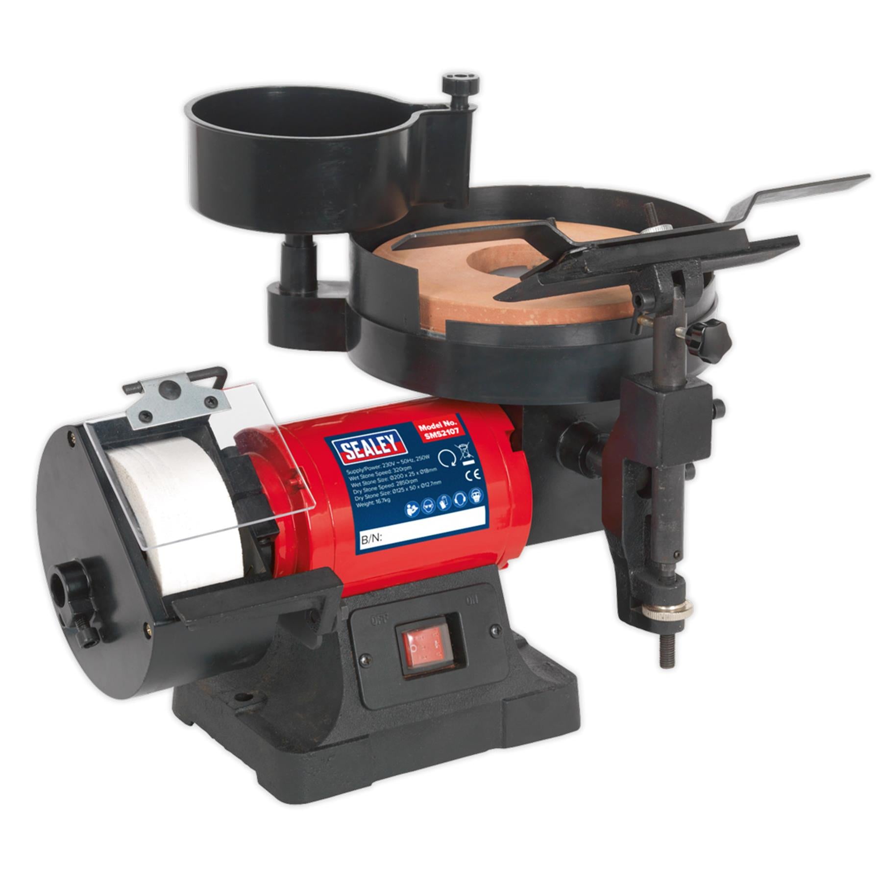 Sealey Bench Grinder/Sharpener Wet & Dry 200/125mm 250W/230V