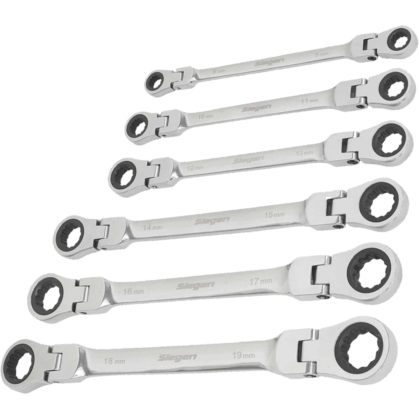 Sealey Flexi-Head Double End Ratchet Ring Spanner Set 6pc Metric