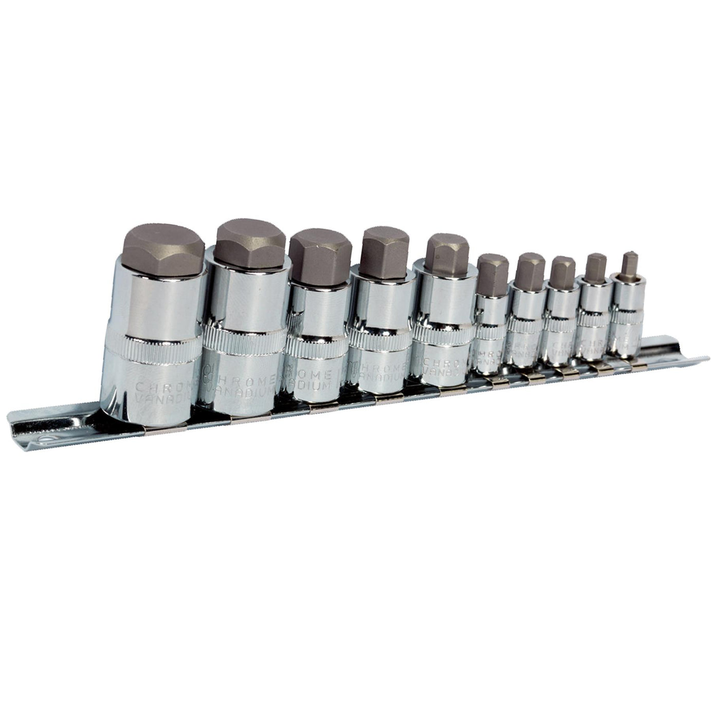 Sealey Hex Socket Bit Set 10pc Stubby 1/4", 3/8" & 1/2"Sq Drive
