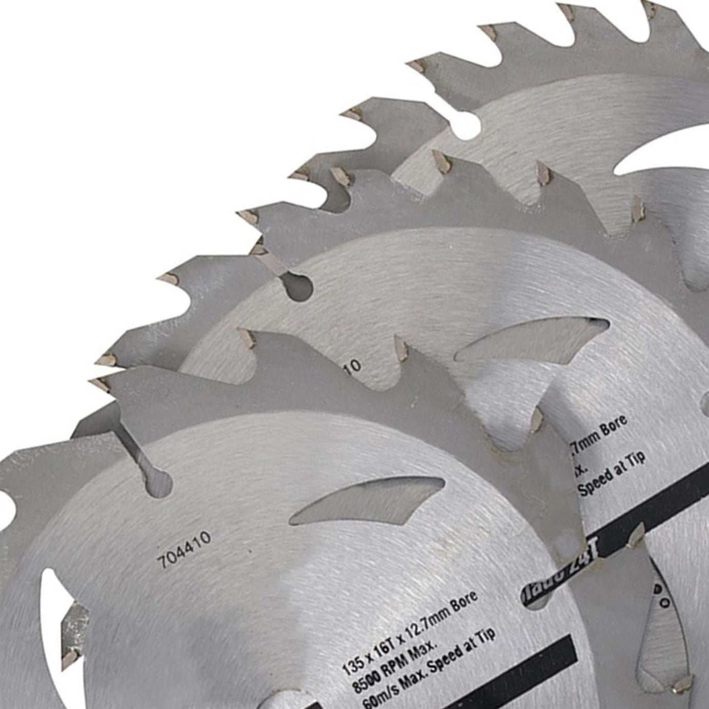 3 Piece TCT Circular Saw Blade Set 16,24, 30T  135 x 12.7 - 10mm Ring