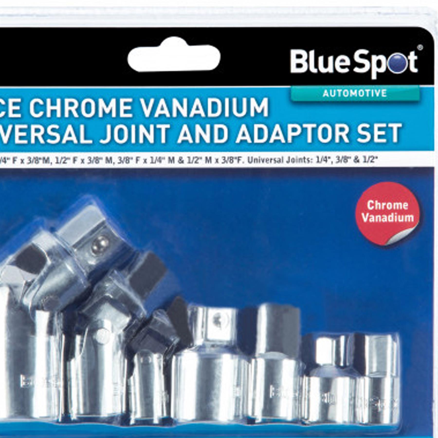 BlueSpot 7Pc Universal Joint And Adaptor Set Chrome Vanadium Steel Professional Tool
