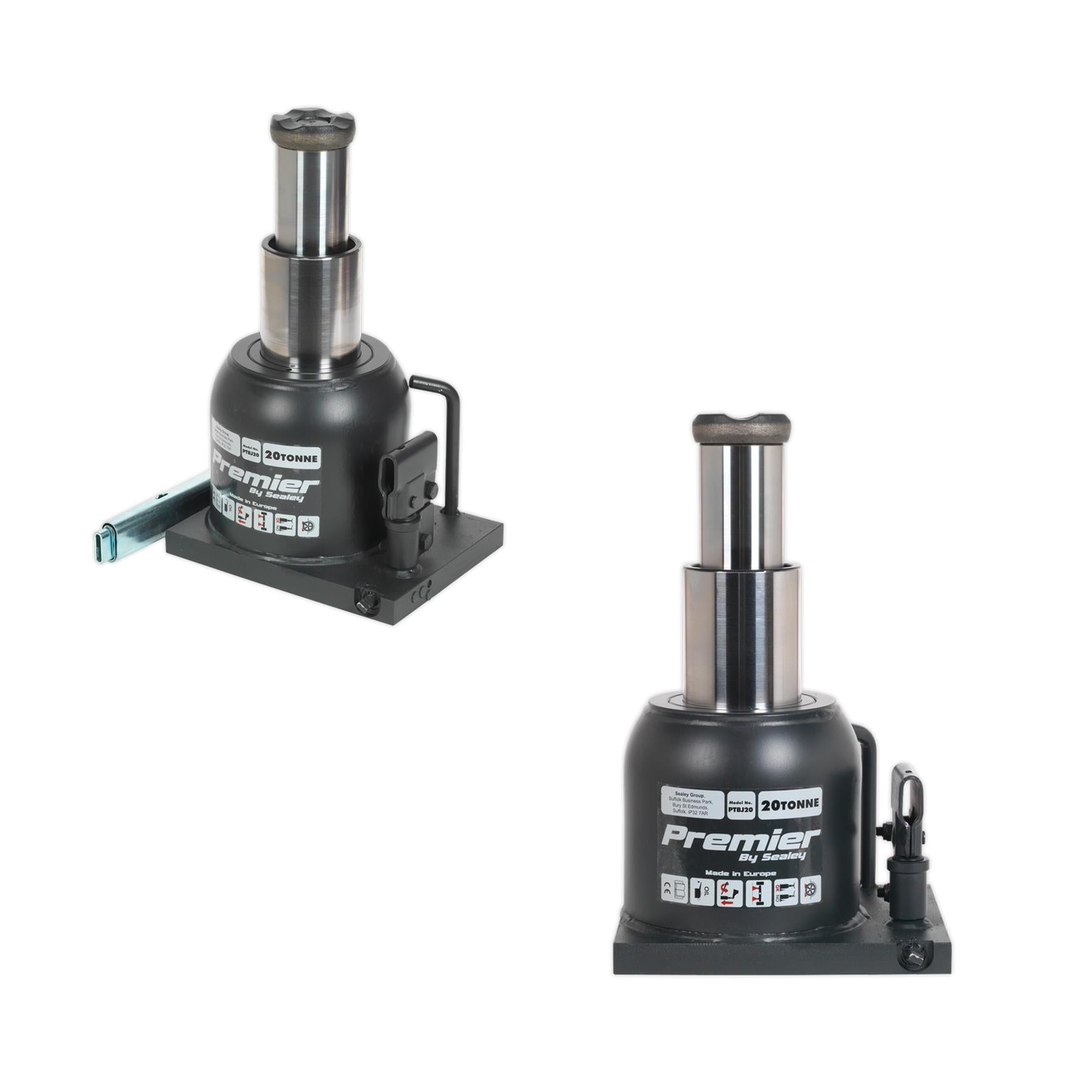 Sealey Premier Telescopic Bottle Jack 20tonne Safety Overload Valve
