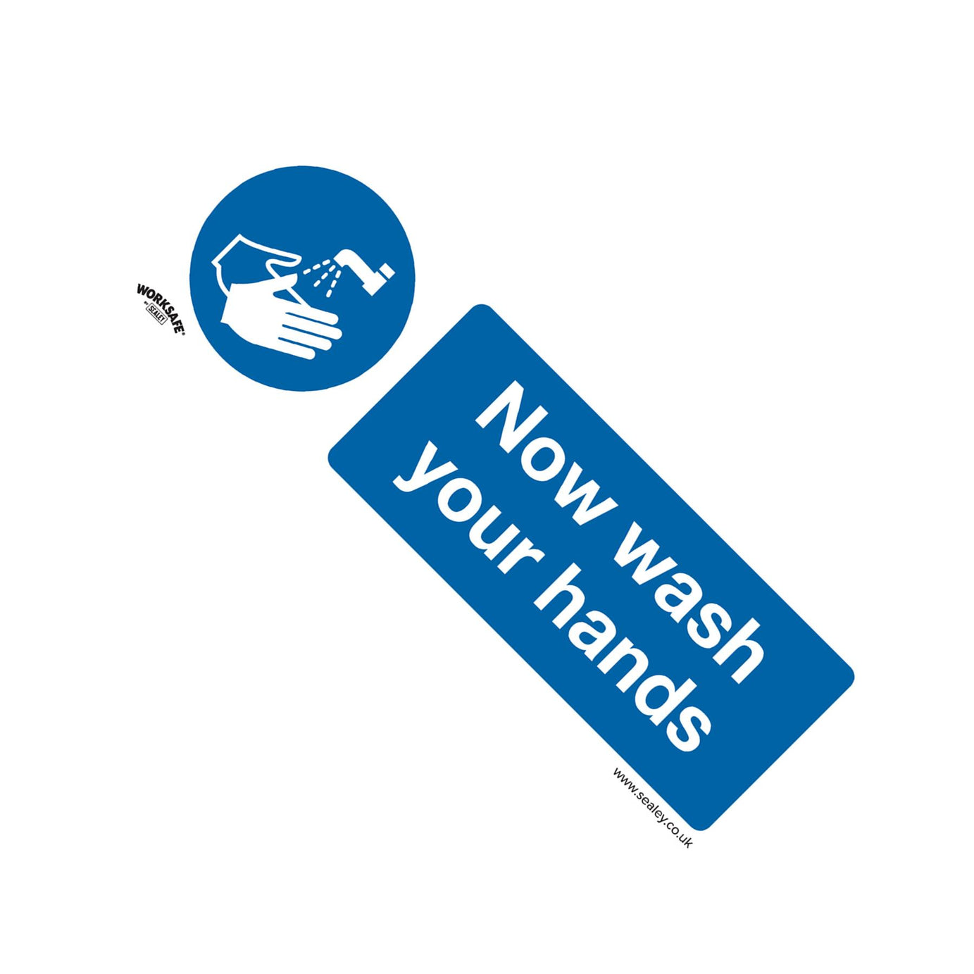 Sealey Safety Sign - Now Wash Your Hands - Self-Adhesive - Pk of 10