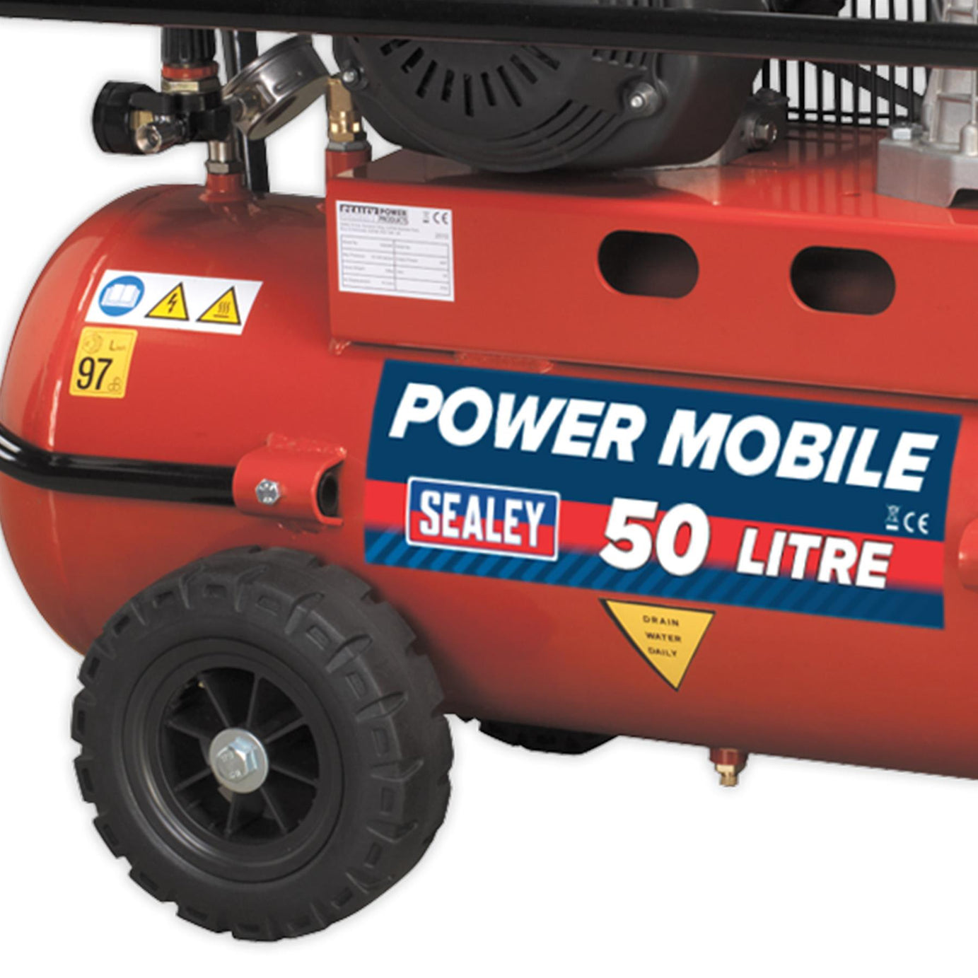 Sealey Compressor 50L Belt Drive Petrol Engine 4hp