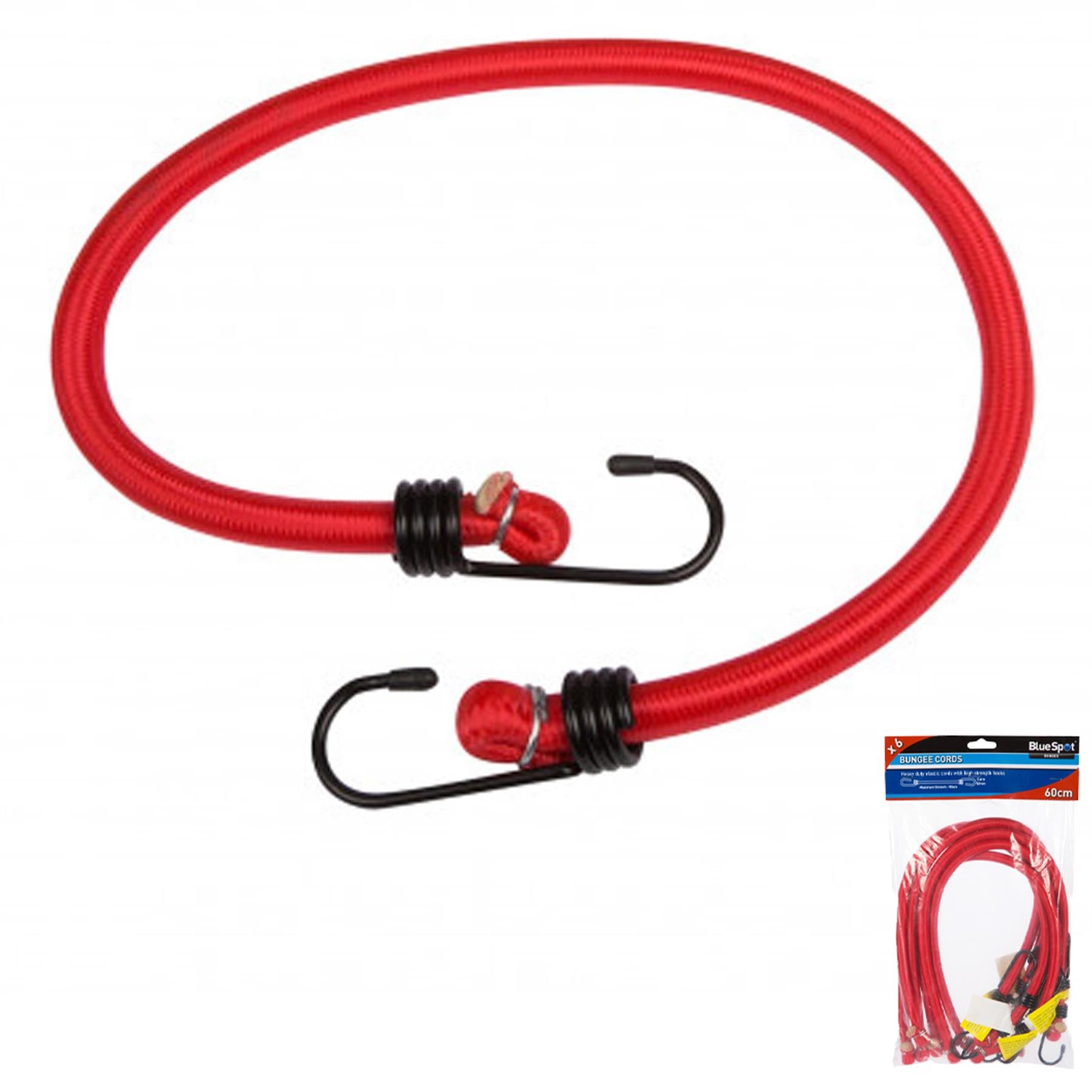 Bluespot Bungee Straps Cords 6Pce 60cm With Hooks Elasticated Rope Cord Car Bike
