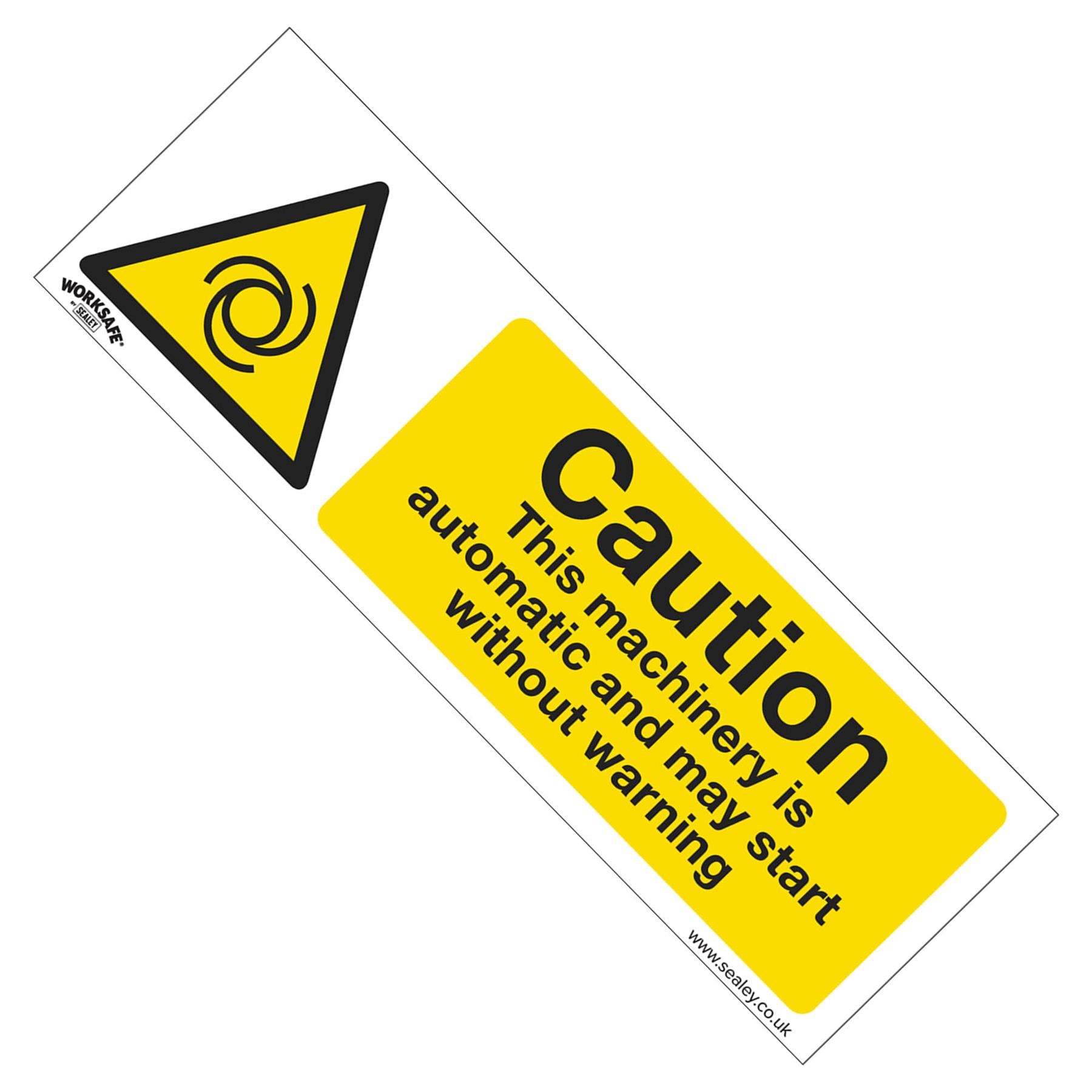 Warning Safety Sign - Caution Automatic Machinery - Self-Adhesive Vinyl