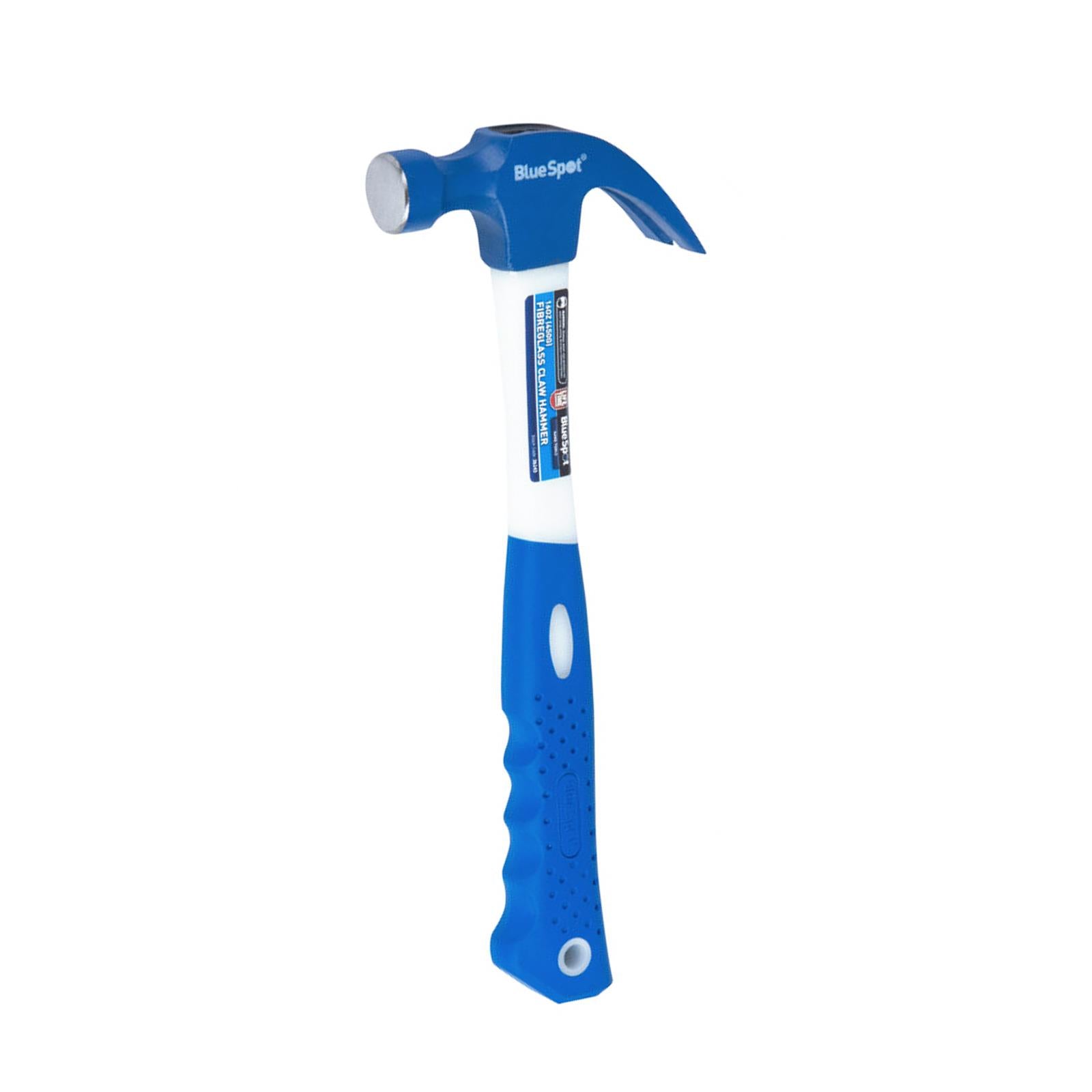 BlueSpot 20oz Claw Hammer Fibreglass Handle Shaft Rubber Grip Wall Nail Remover