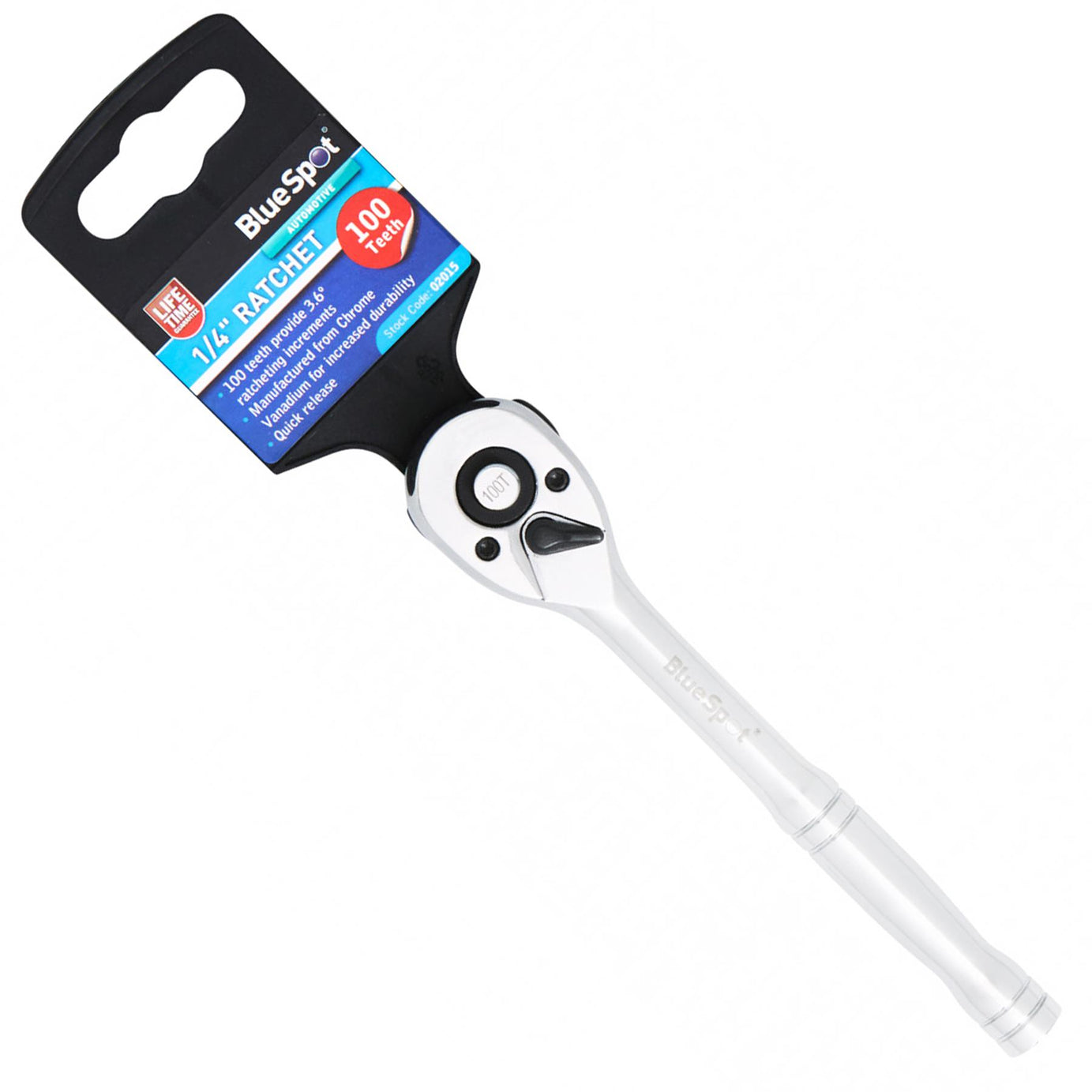 BlueSpot Socket Ratchet Stubby Handle Quick Release 100 Teeth 1/4" Drive