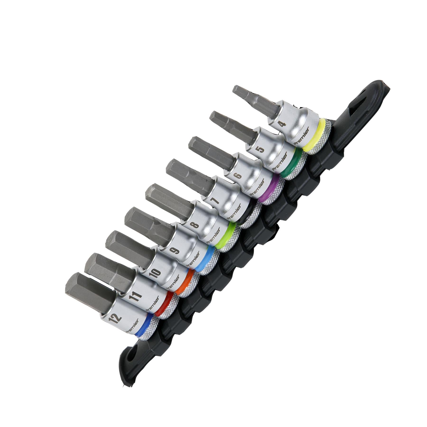 Sealey Hex Socket Bit Set 9pc 3/8"Sq Drive  - Platinum