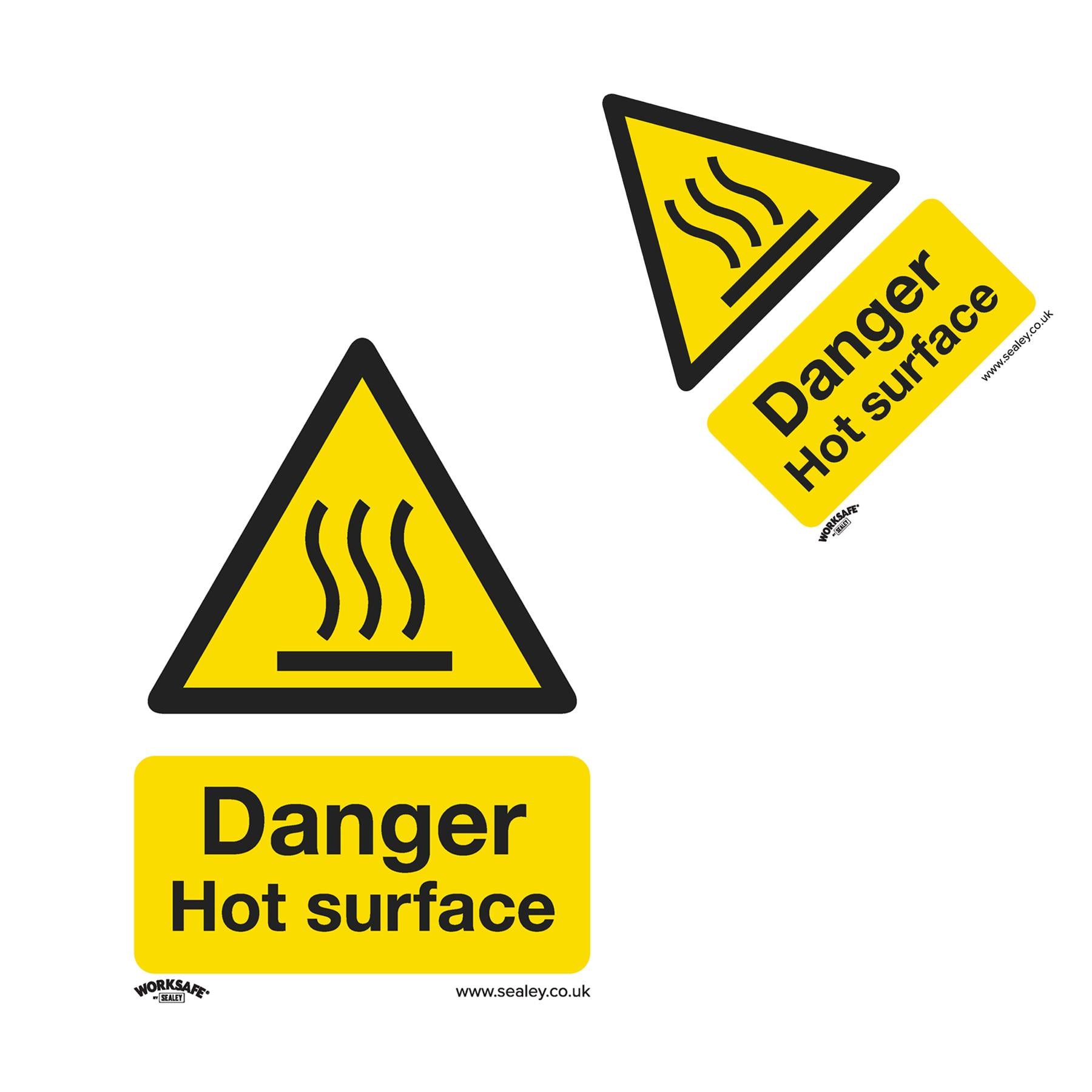 Warning Safety Sign - Danger Hot Surface - Self-Adhesive Vinyl