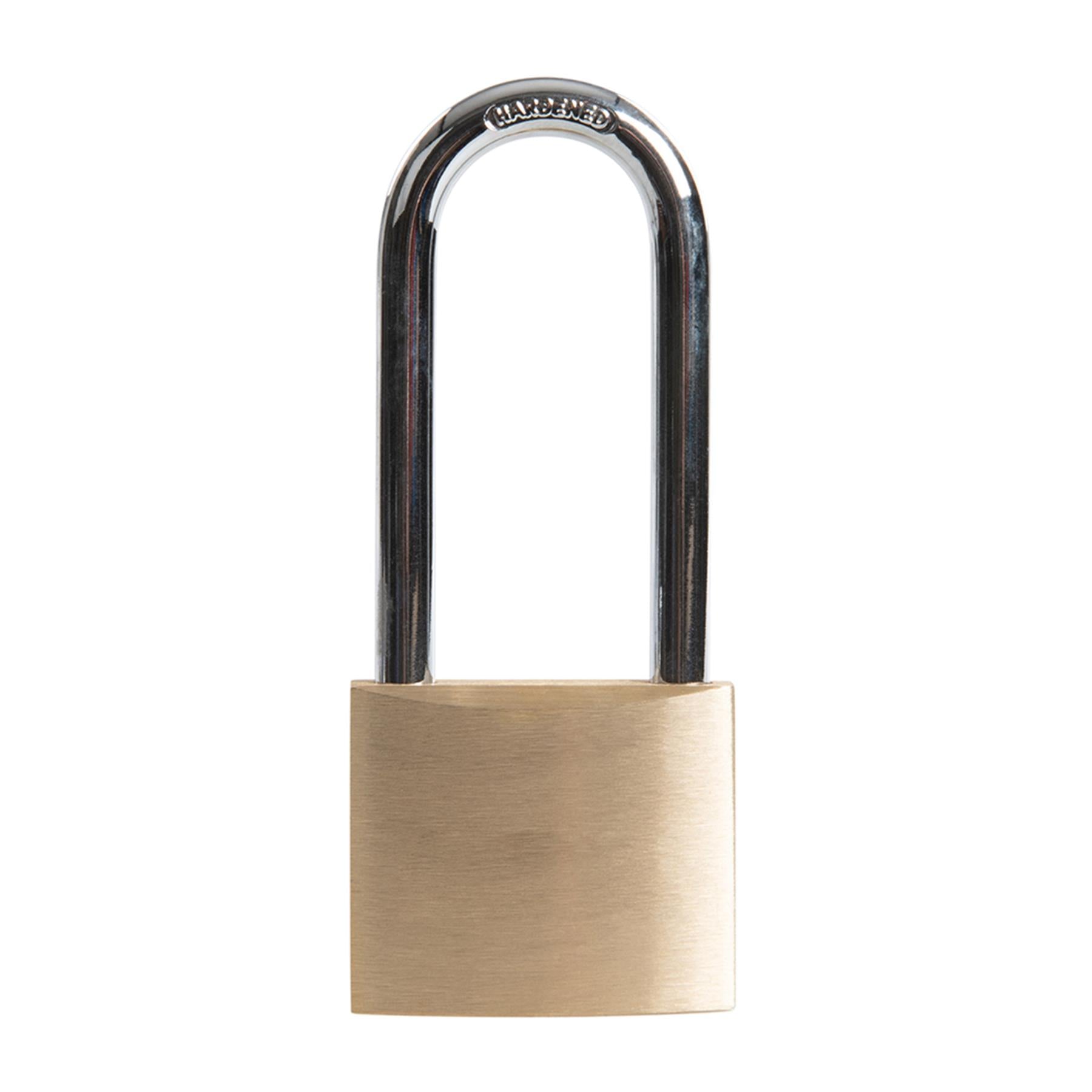 Brass Padlock Long Shackle 40mm Chrome-Plated Steel Shackle & Multi-Pin Tumbler