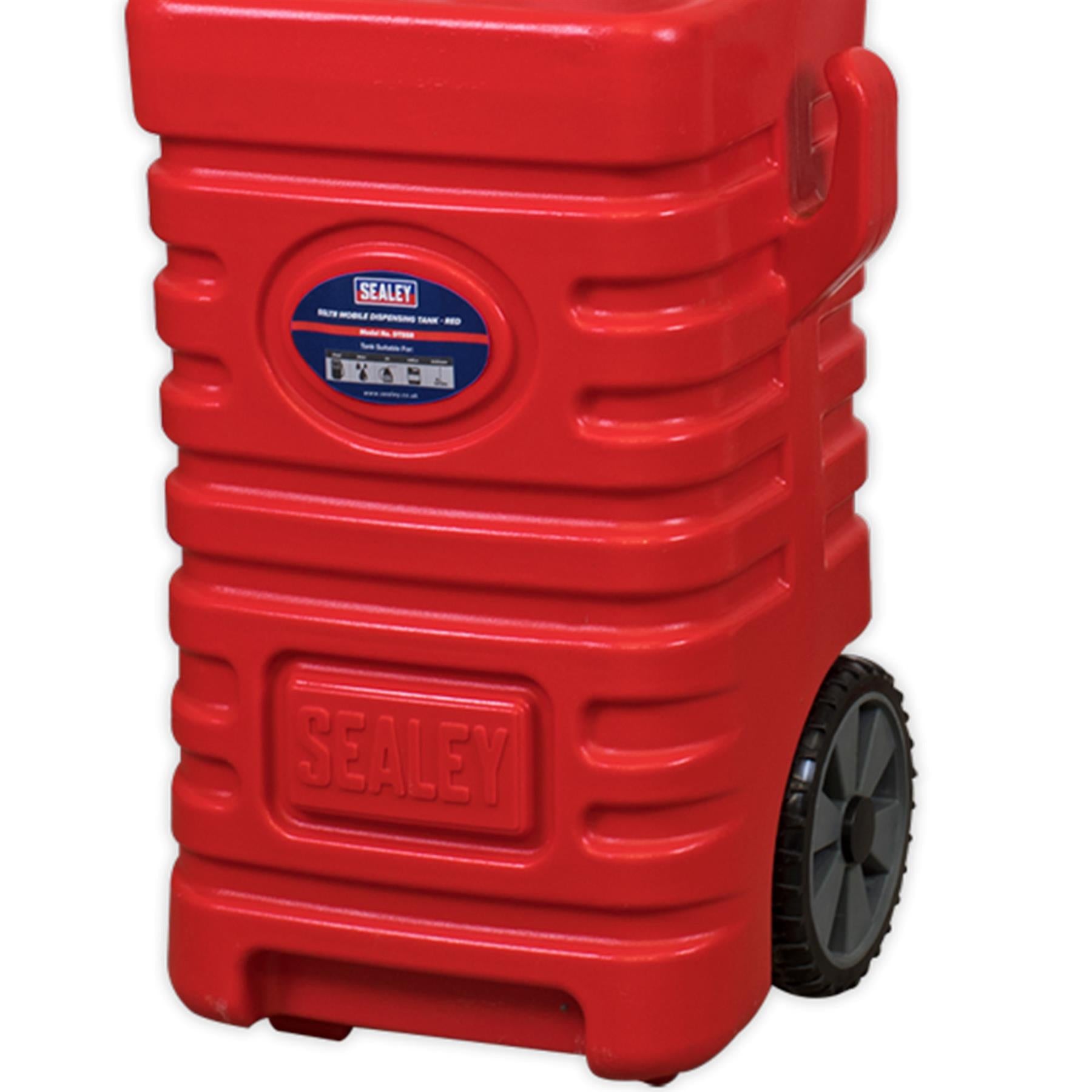 Sealey Mobile Dispensing Tank 55L with Oil Rotary Pump - Red