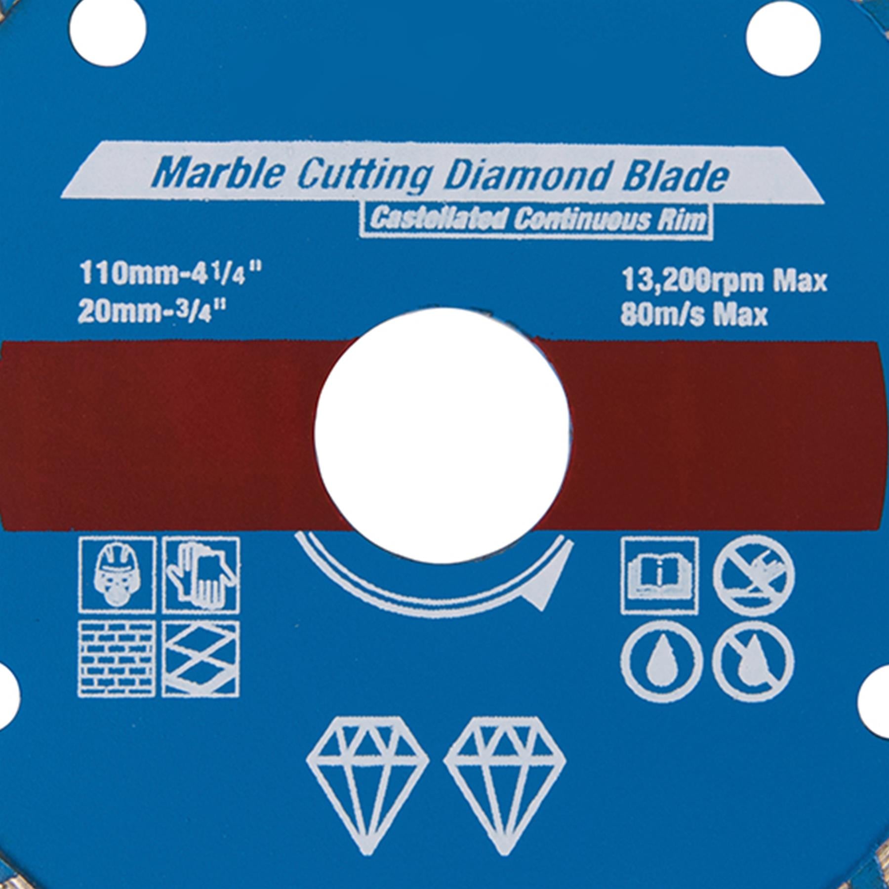 110mm Diamond Marble / Slate Cutting Disc 20mm Bore Hard Wall & Floor Tiles Wet & Dry Use