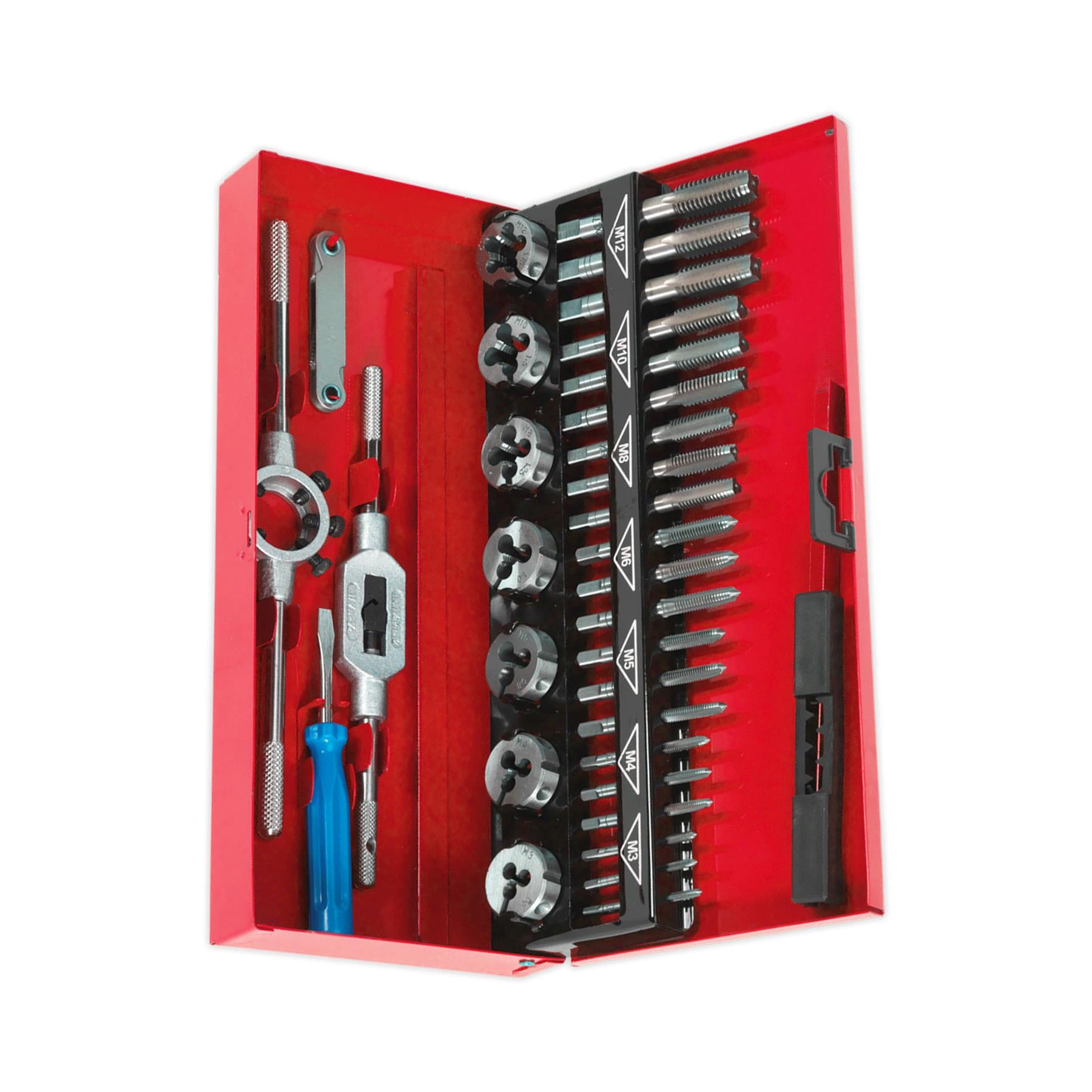 Sealey 32pc Metric Tap and Die Set Split Dies Alloy Steel M3 - M12