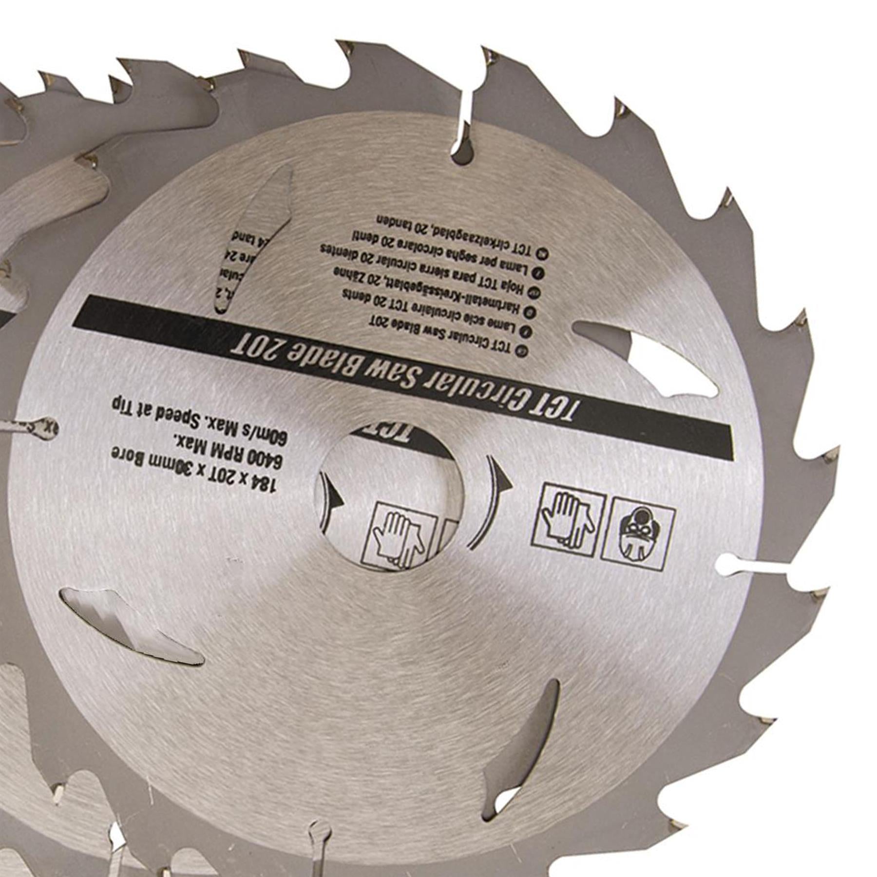 3 Piece TCT Circular Saw Blade Set 184 x 30 - 20, 16mm Rings