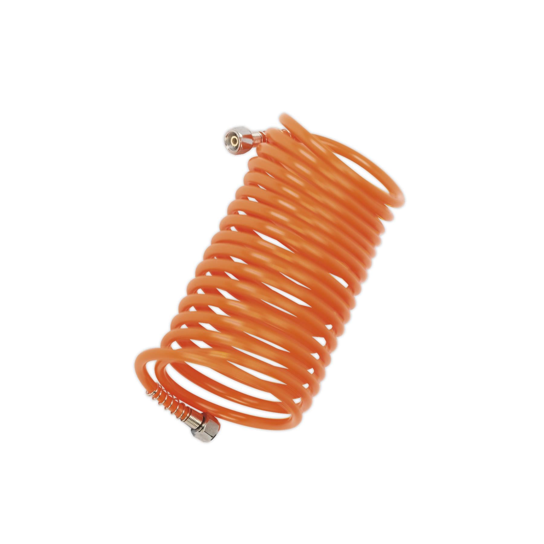 Sealey PE Coiled Air Hose 5m x Ø5mm with 1/4"BSP Unions