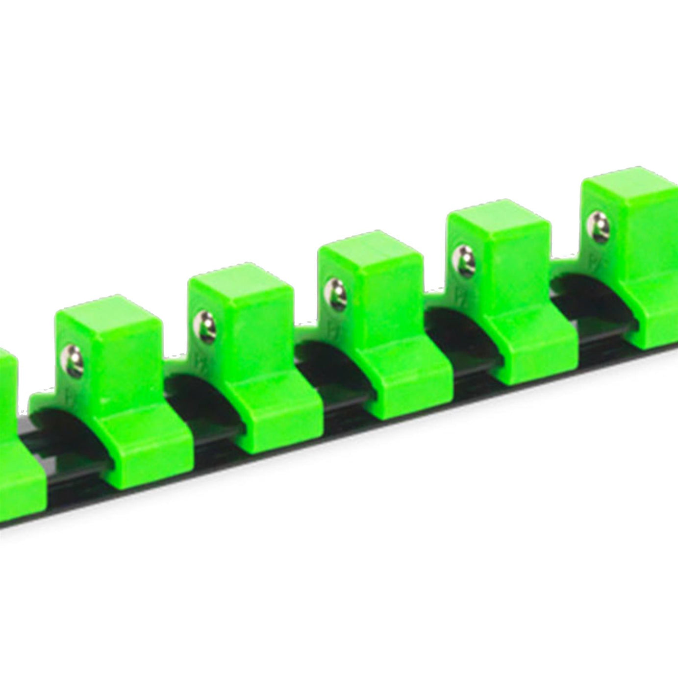 Sealey 1/2"Sq Drive Socket Retaining Rail with 16 Clips - Hi-Vis Green