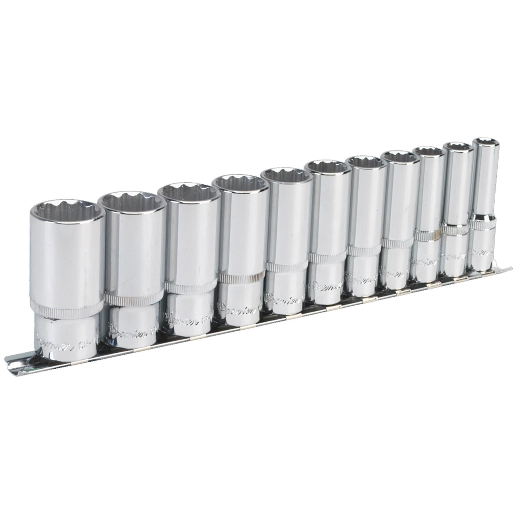 Sealey Socket Set 11pc 3/8"Sq Drive 12pt Deep WallDrive Imperial