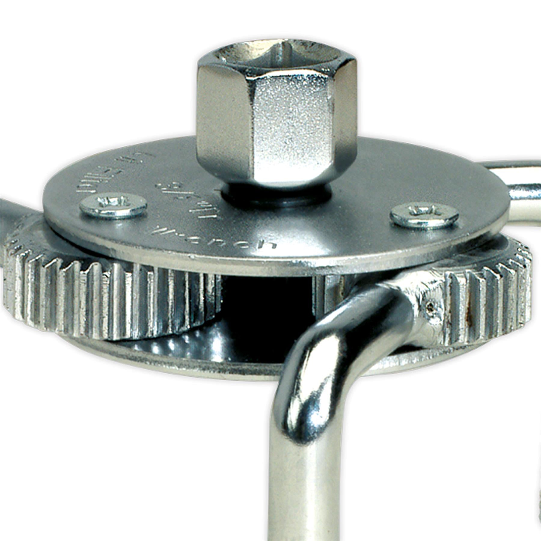 Sealey Oil Filter Claw Wrench 65-110mm Capacity 3/8" & 1/2"Sq Drive