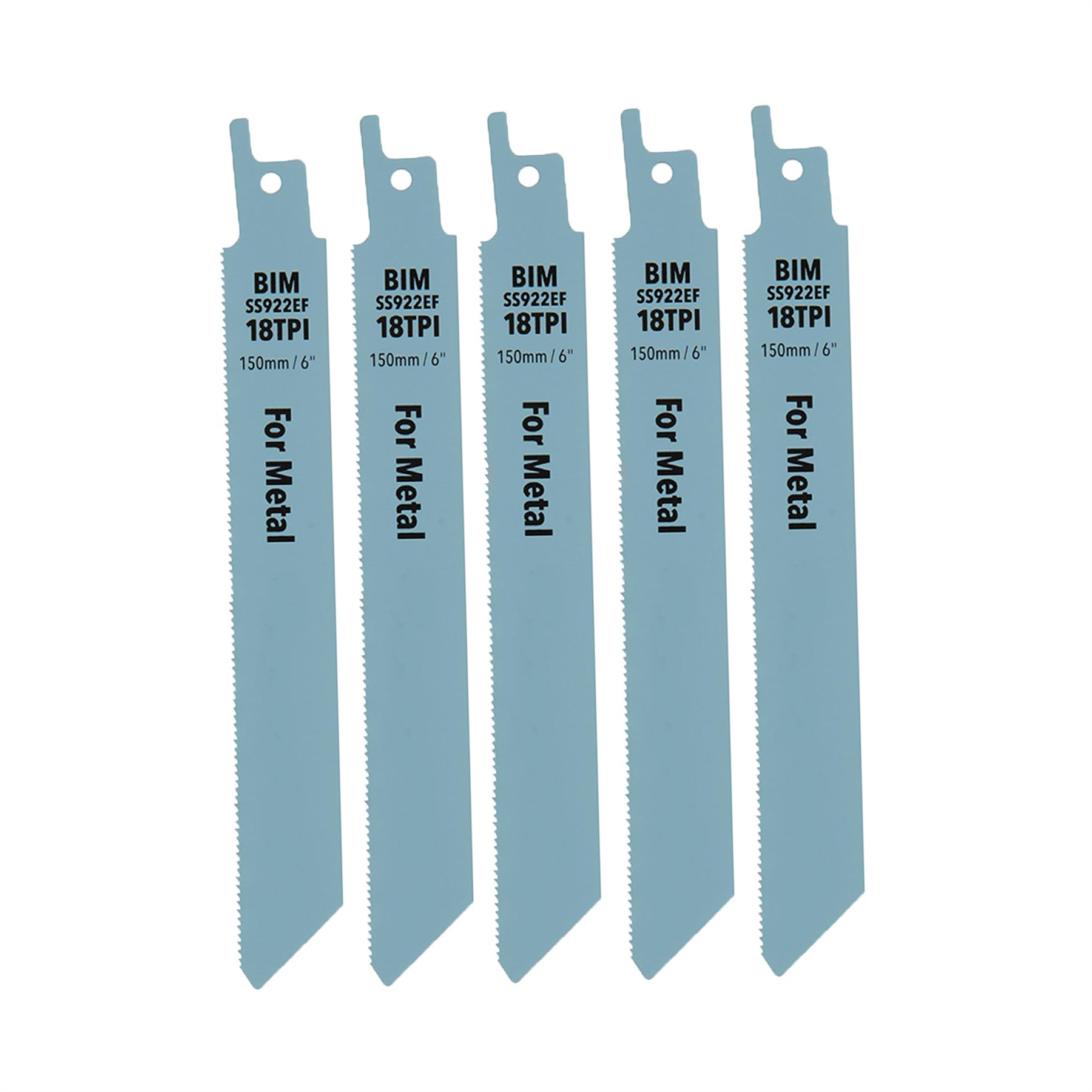 Heavy Duty 5 x Reciprocating Saw Blades 18 Tpi 150mm Metal Cutting Straight Fine