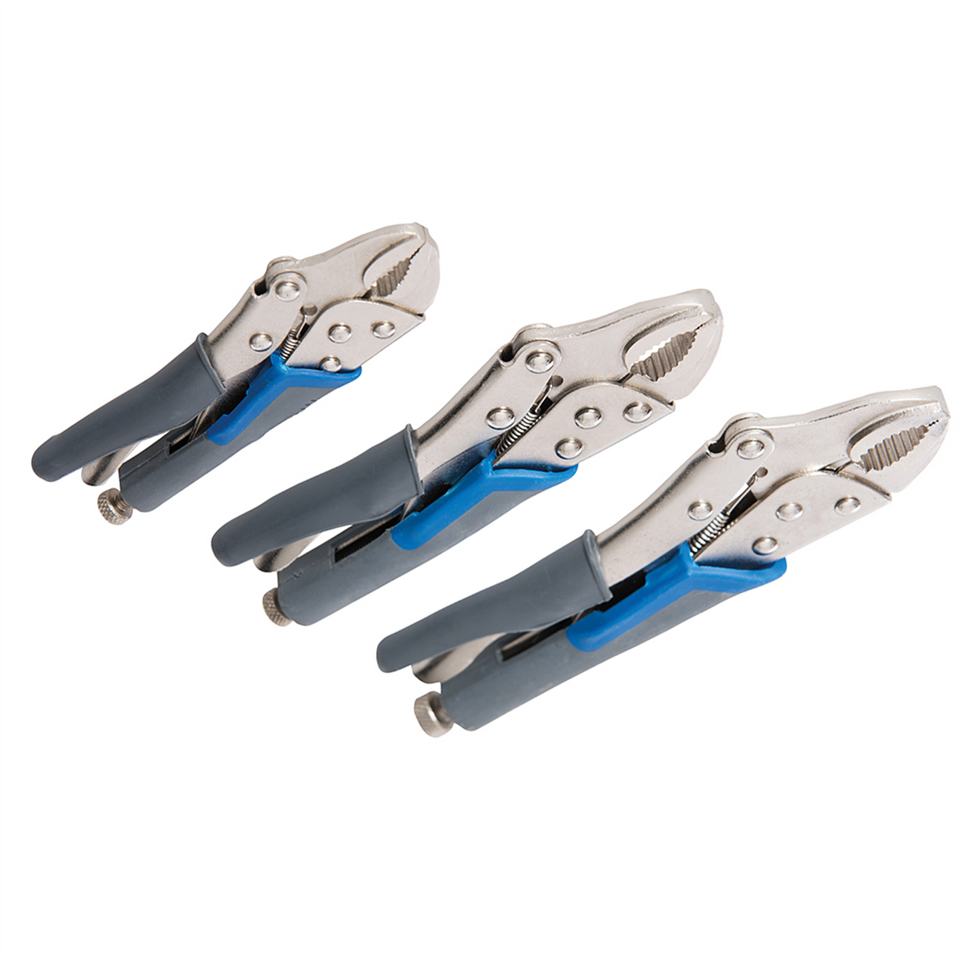 3Pce Self Locking Soft-Grip Plier Set - Hand Tool DIY Adjustable Jaw Opening