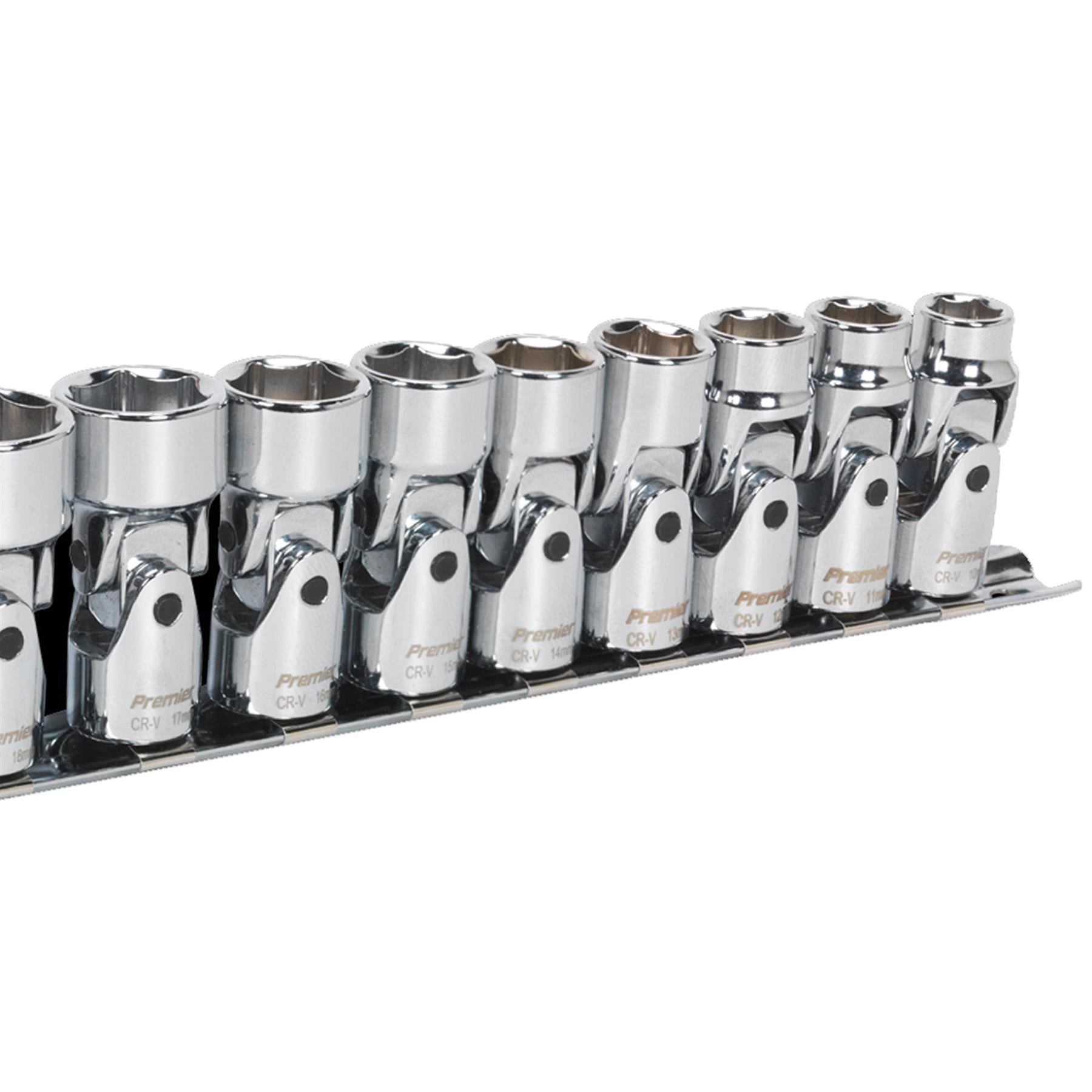 Sealey Universal Joint Socket Set 10pc 3/8"Sq Dr 6pt WallDrive MM