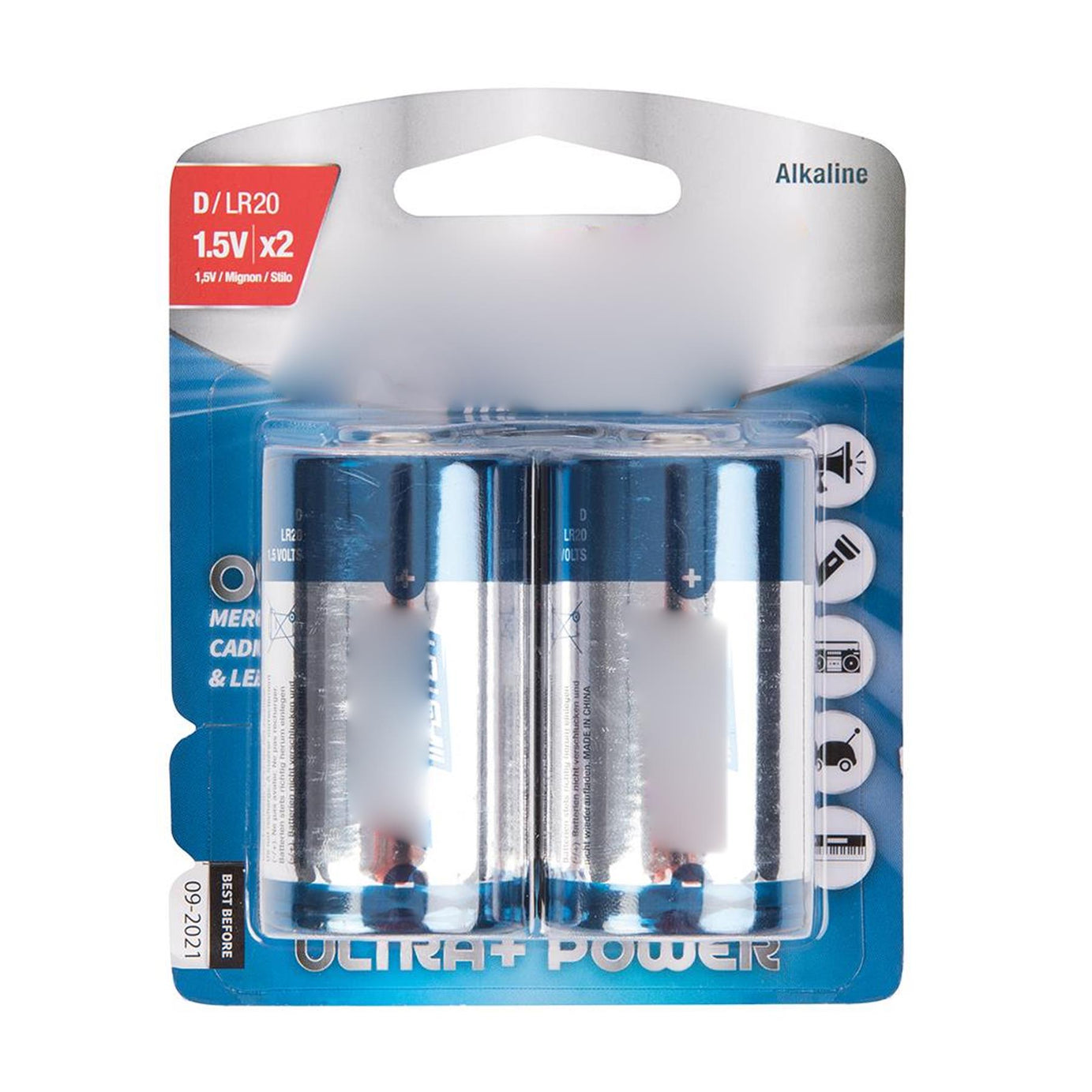 Long lasting high performance D-Type Super Alkaline Battery LR20 2pk 0% Mercury