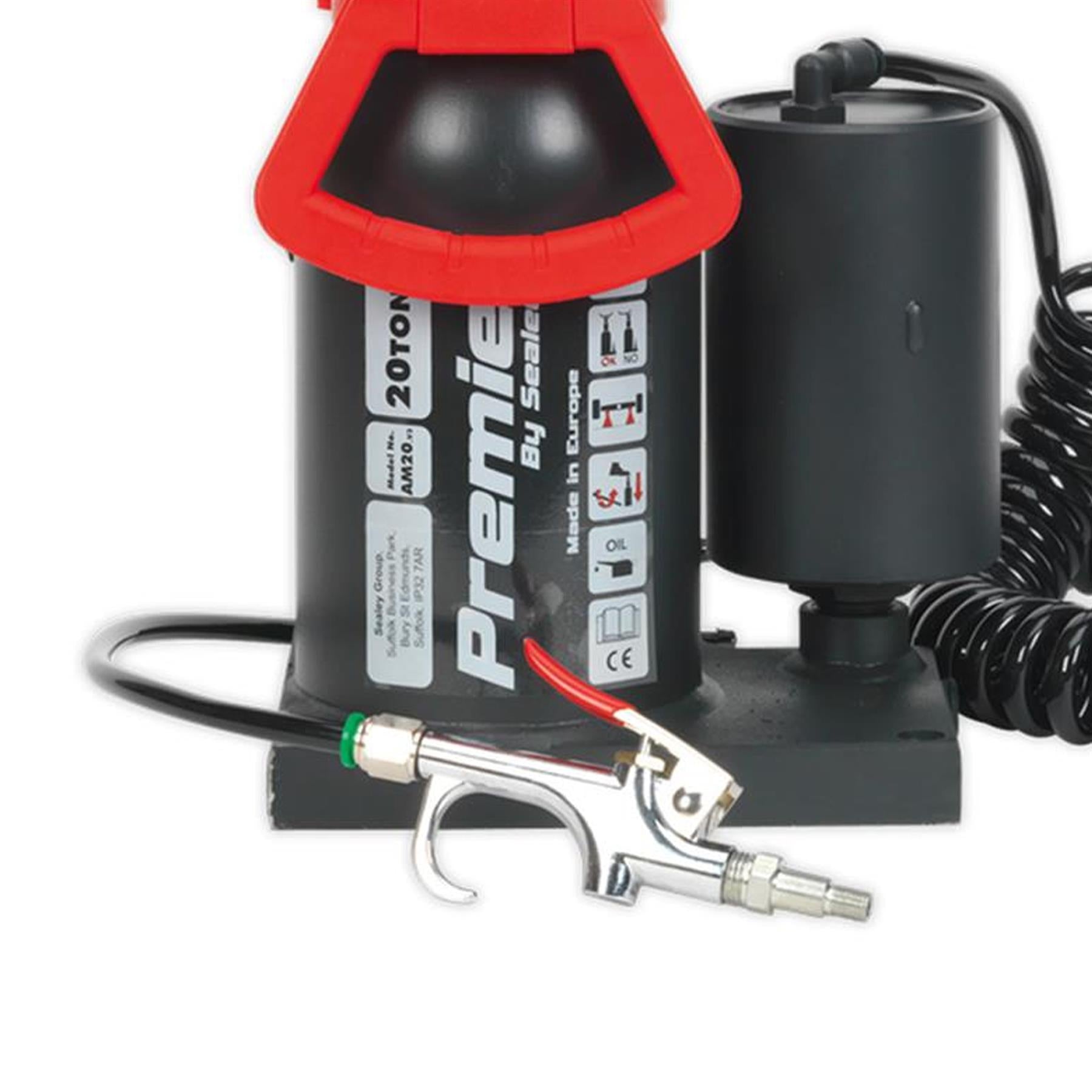 Sealey Bottle Jack 20tonne Manual/Air Hydraulic Safety Overload Valve