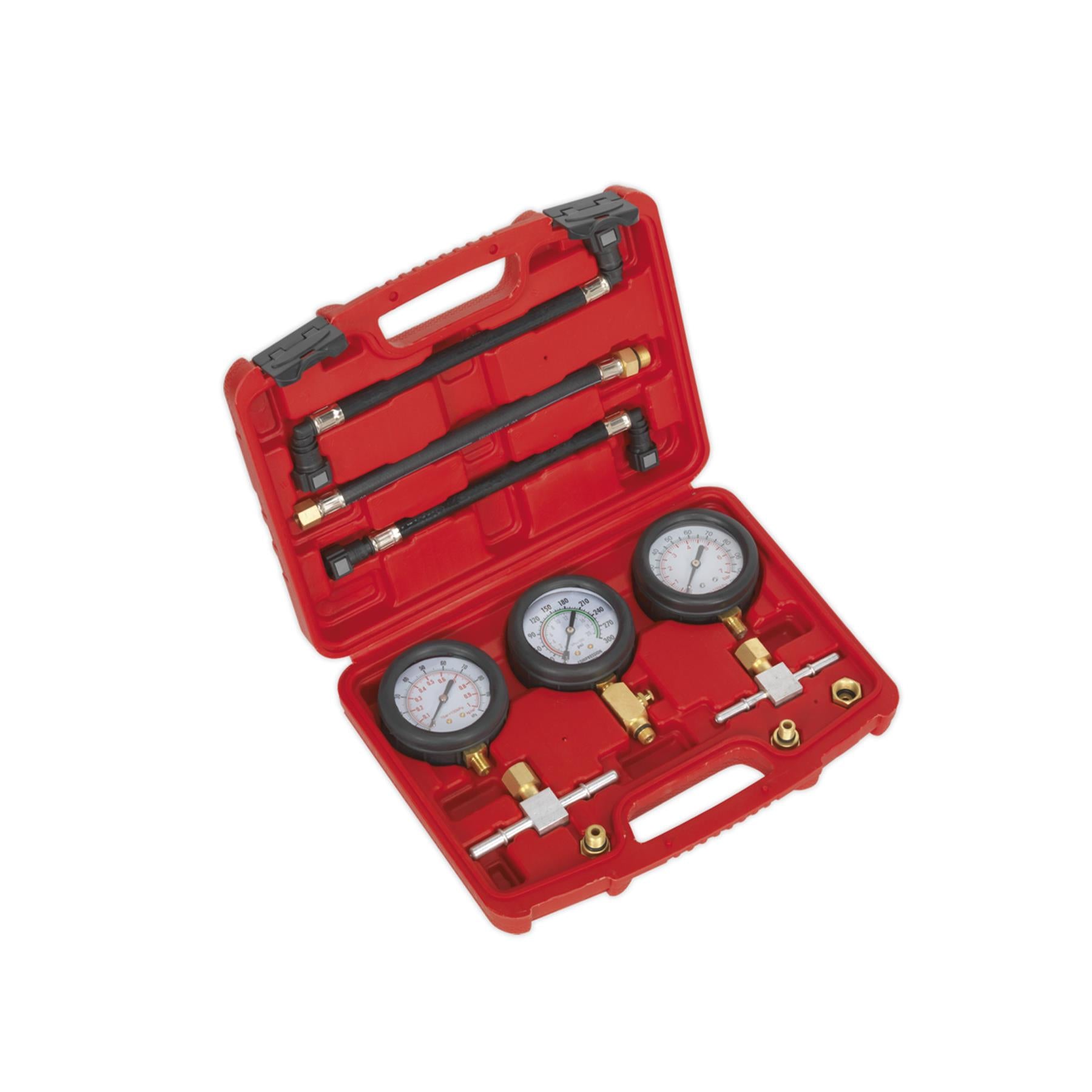 Sealey Motorcycle Compression & Fuel Pressure Gauge Set 3pc