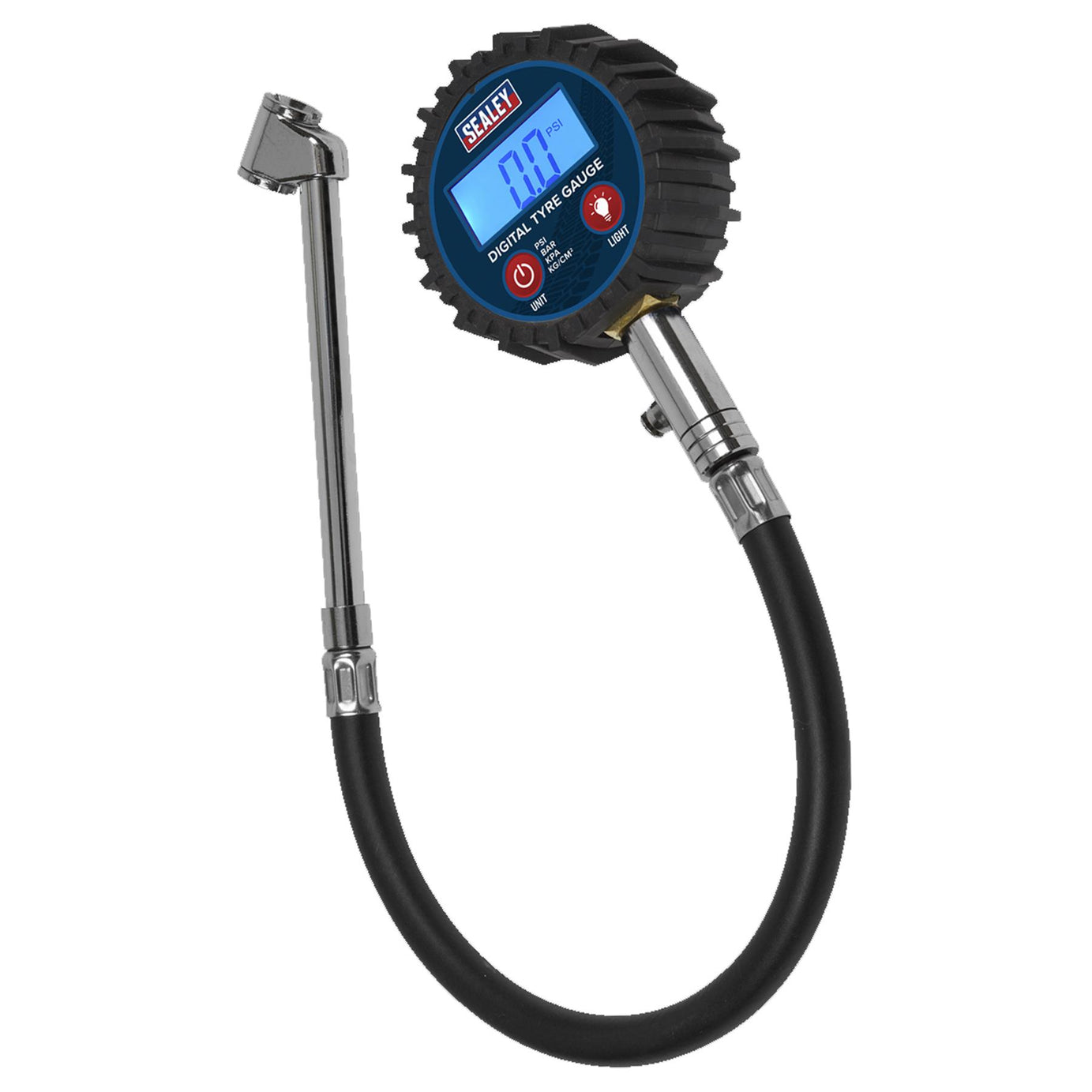 Sealey Digital Tyre Pressure Gauge with Twin Push-On Connector
