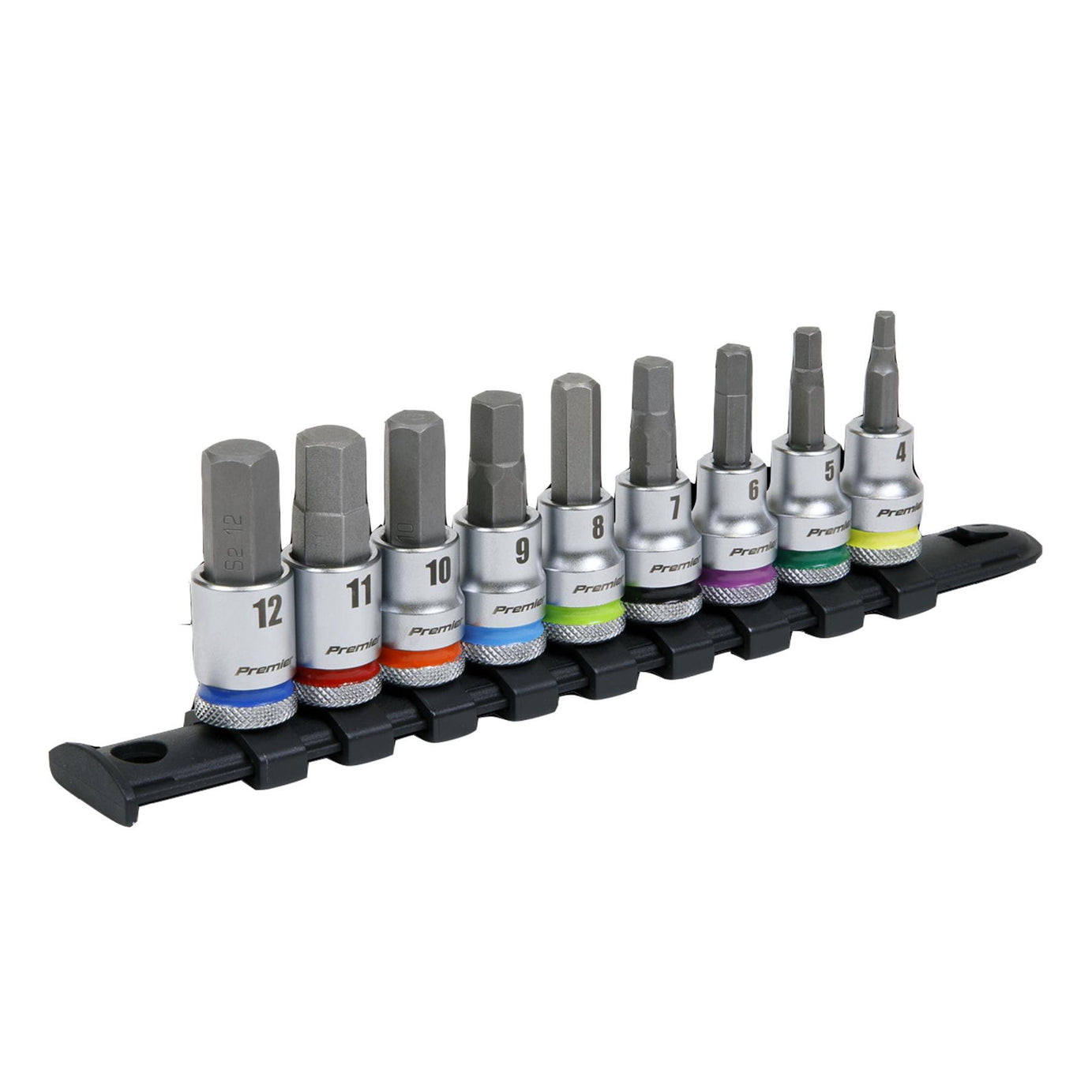 Sealey Hex Socket Bit Set 9pc 3/8"Sq Drive  - Platinum