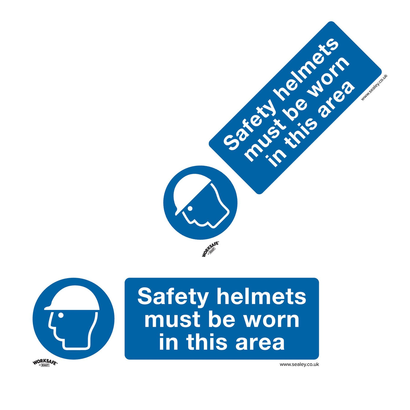 Mandatory Safety Sign - Safety Helmets Must Be Worn In This Area - Self-Adhesive Vinyl