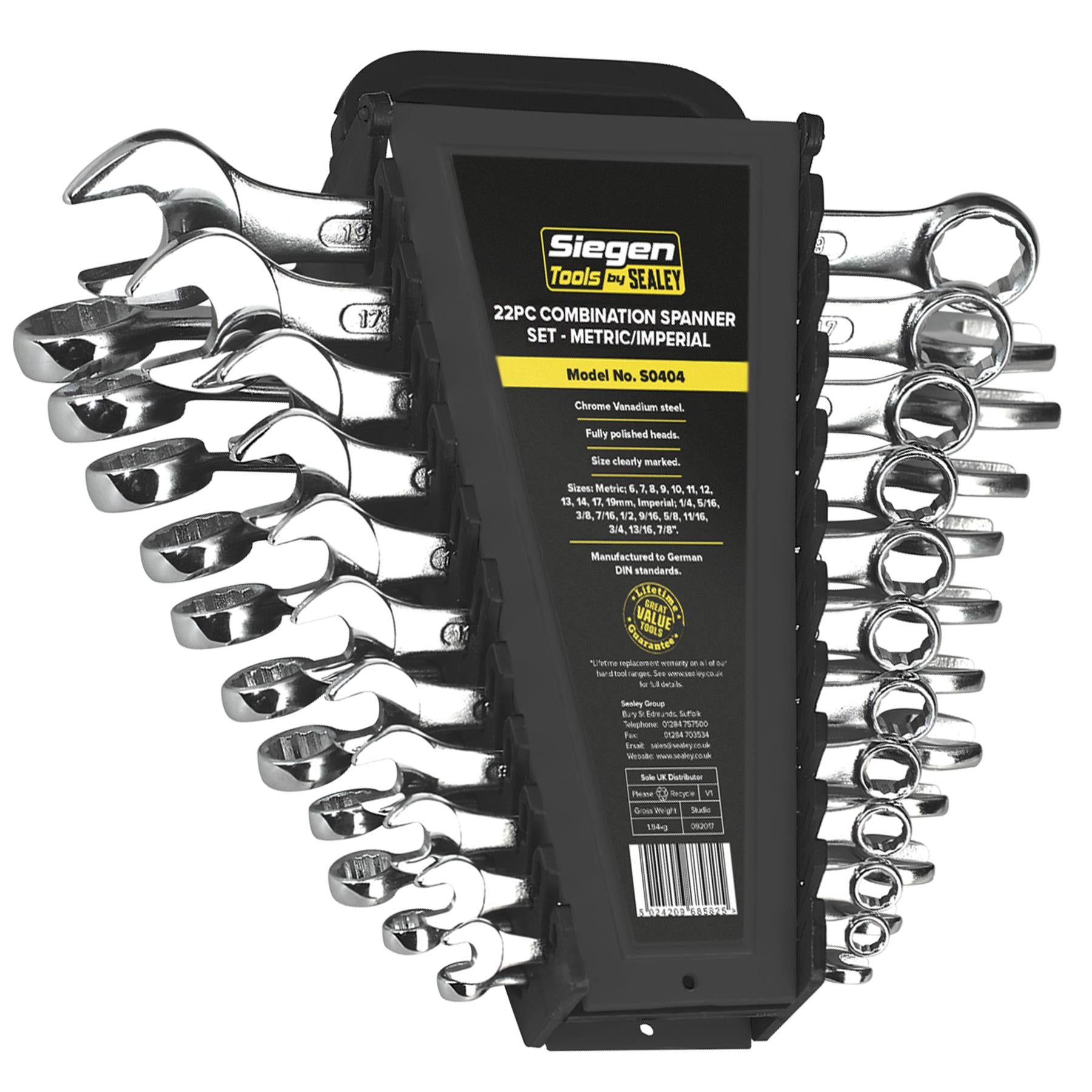 Sealey Combination Spanner Set 22pc Metric/Imperial