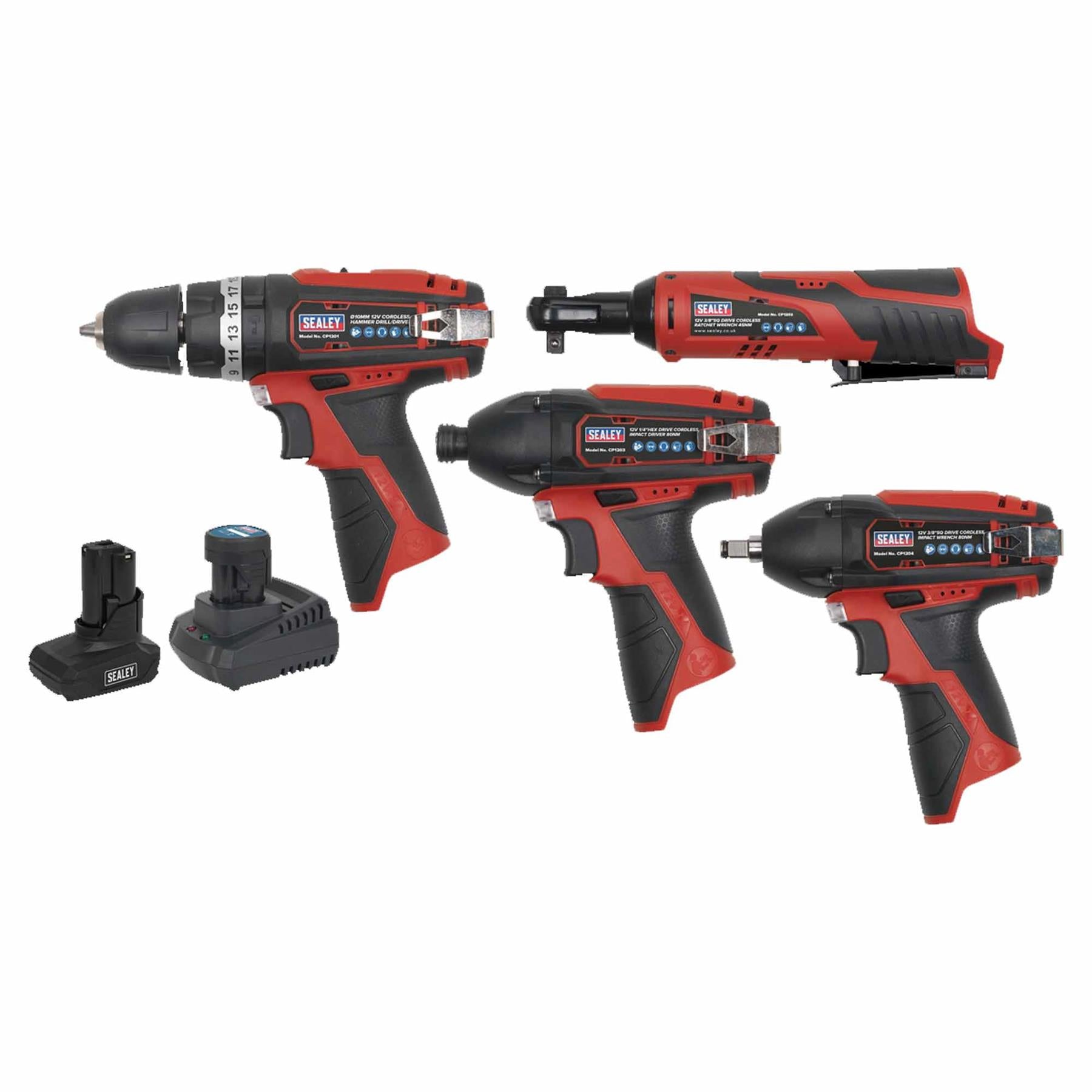 Sealey SV12 Series 4 x 12V Cordless Power Tool Combo Kit