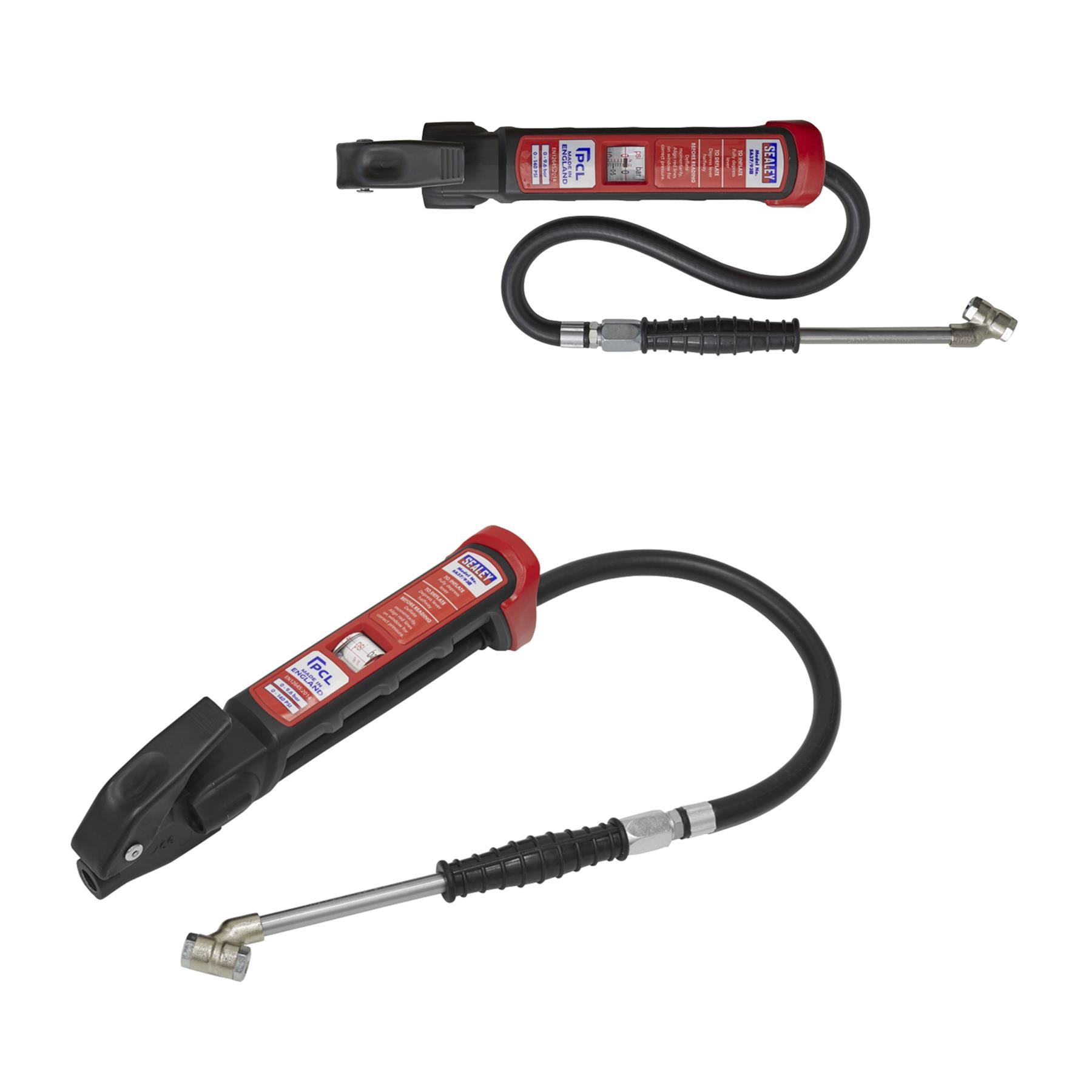 Sealey Premier Anodised Tyre Inflator with Twin Push-On Connector